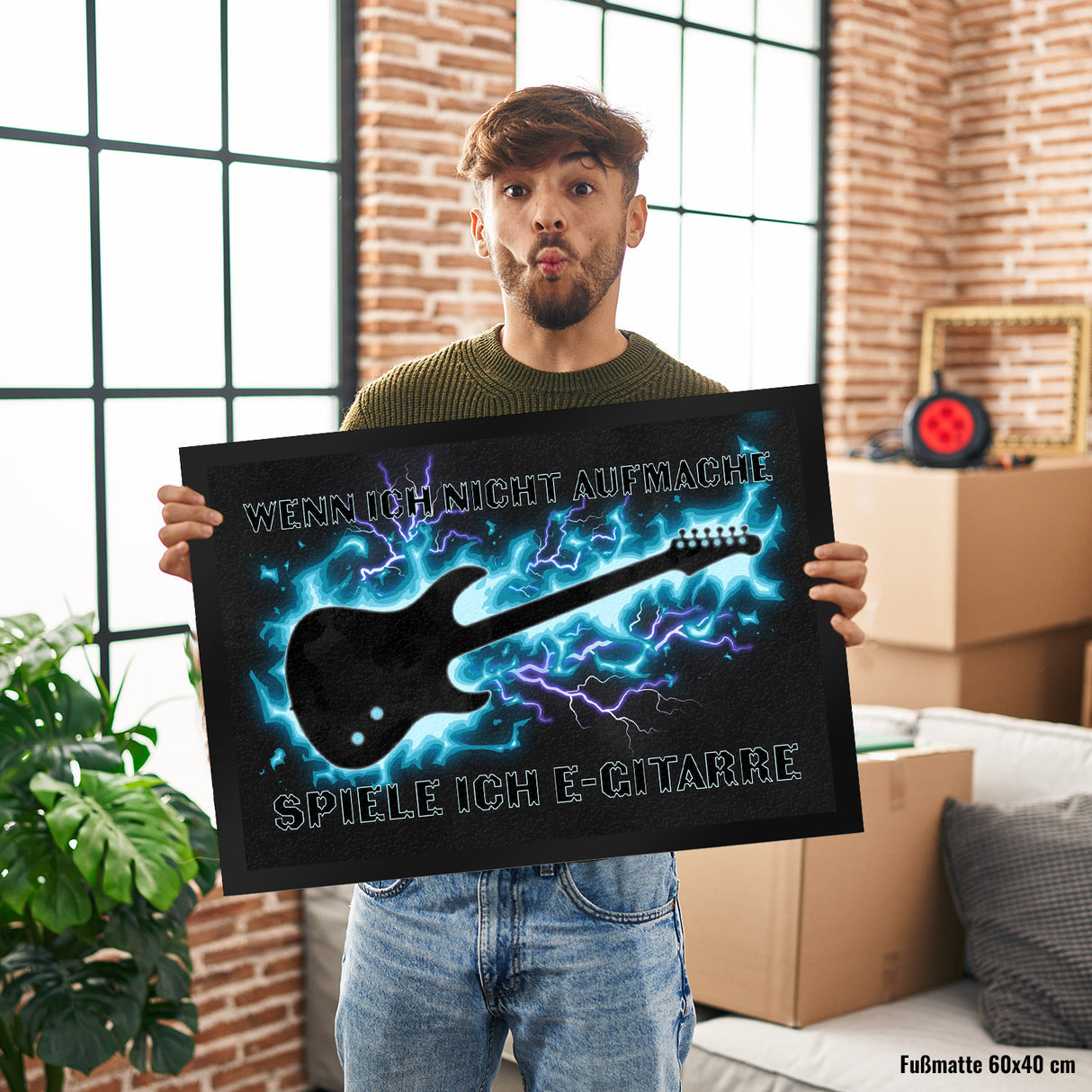 Wenn ich nicht aufmache, spiele ich E-Gitarre Fußmatte für Gitarristen