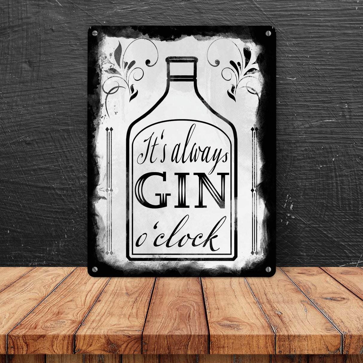 It's always Gin o'clock Metallschild mit Spruch für die Bar