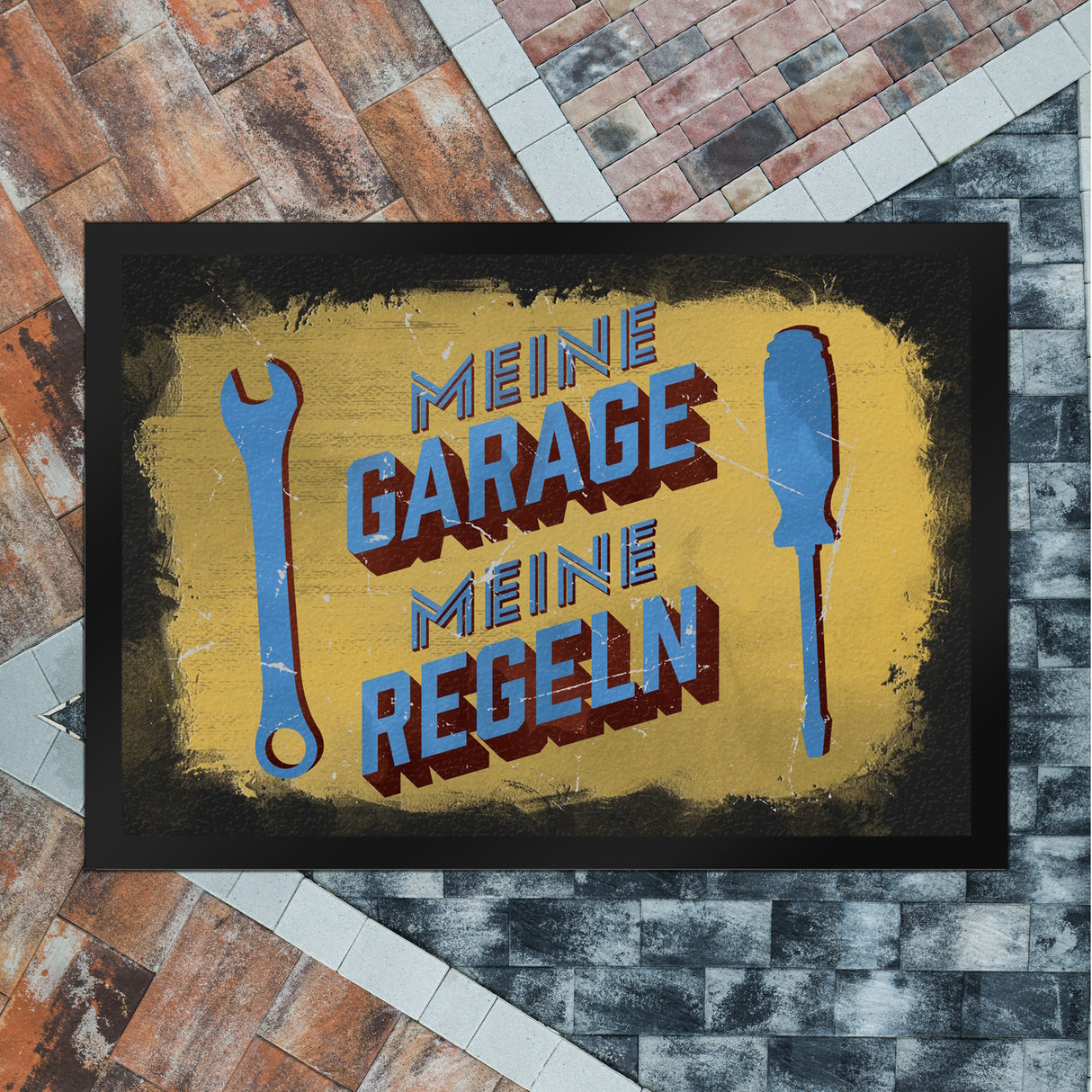 Meine Garage meine Regeln Fußmatte im Used-Look