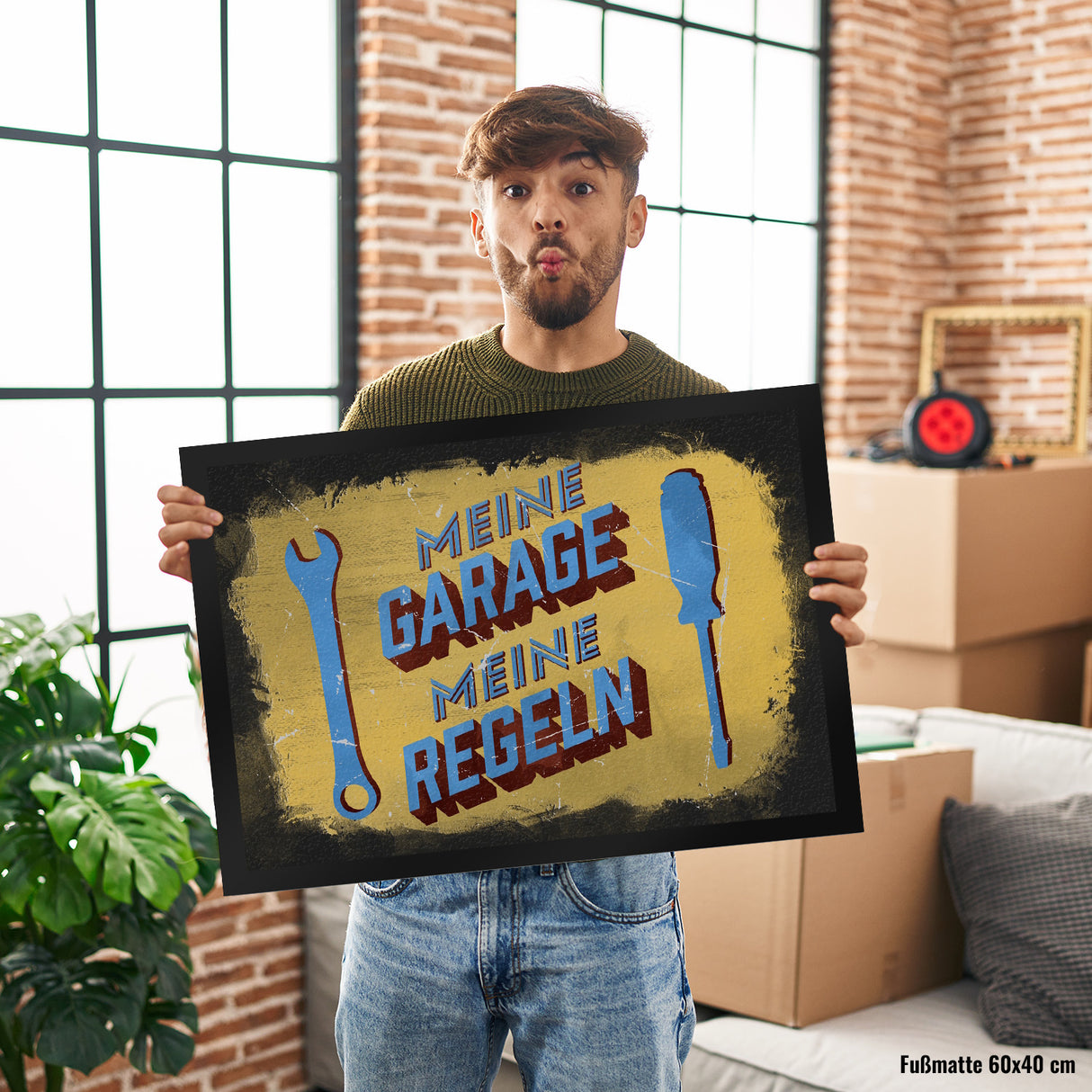 Meine Garage meine Regeln Fußmatte im Used-Look