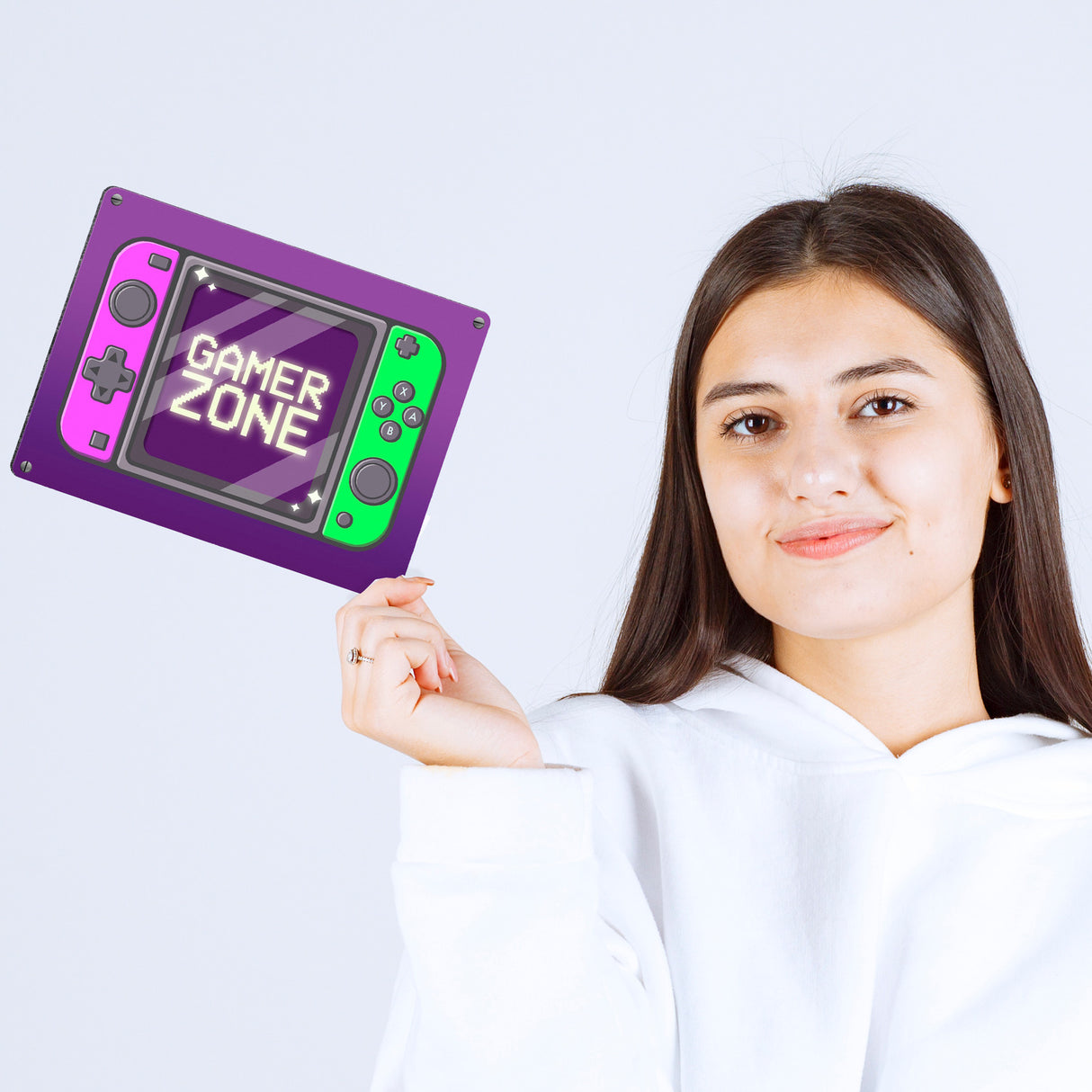 Gamer Zone Metallschild mit coolem Konsolen-Motiv in Neonfarben