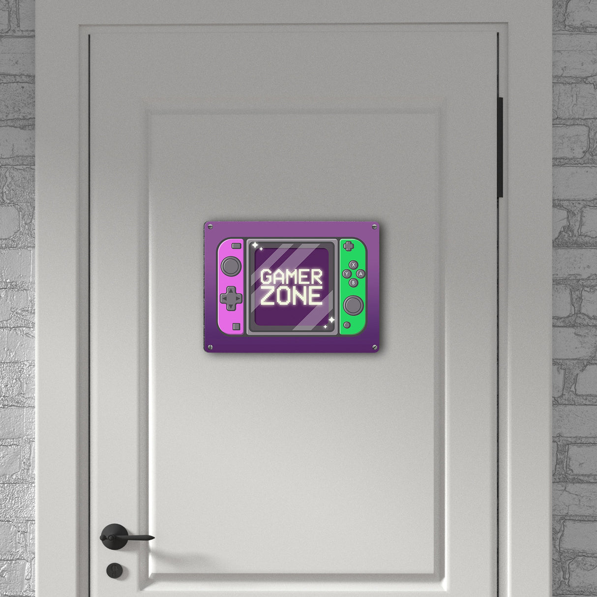 Gamer Zone Metallschild mit coolem Konsolen-Motiv in Neonfarben