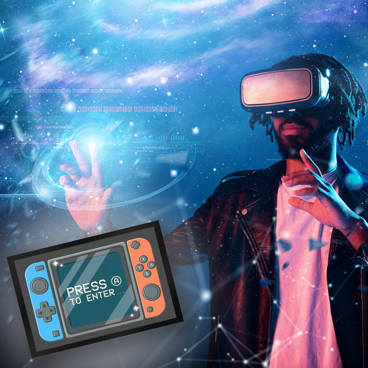 Press A to enter Fußmatte mit coolem Gamer Konsolen Motiv