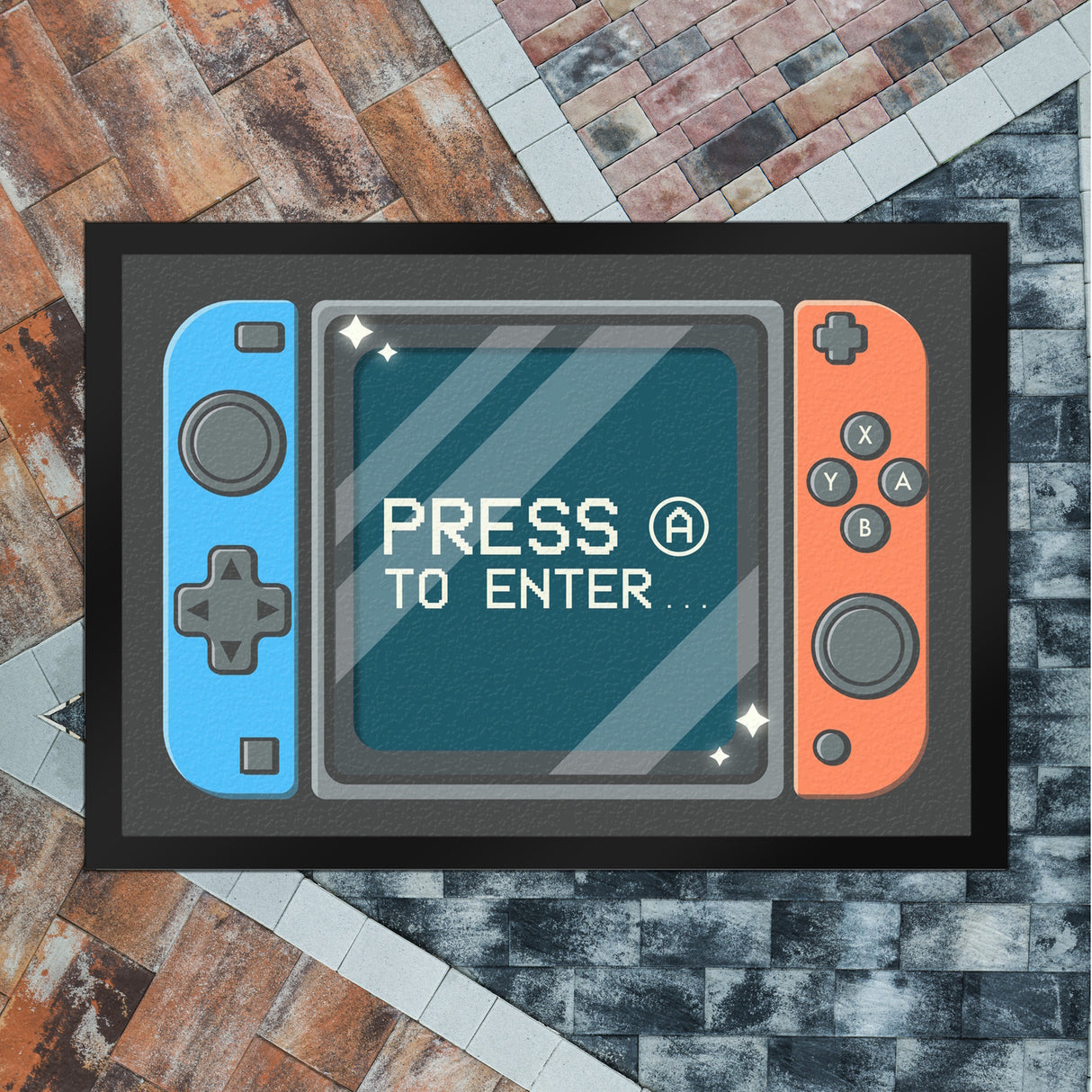 Press A to enter Fußmatte mit coolem Gamer Konsolen Motiv