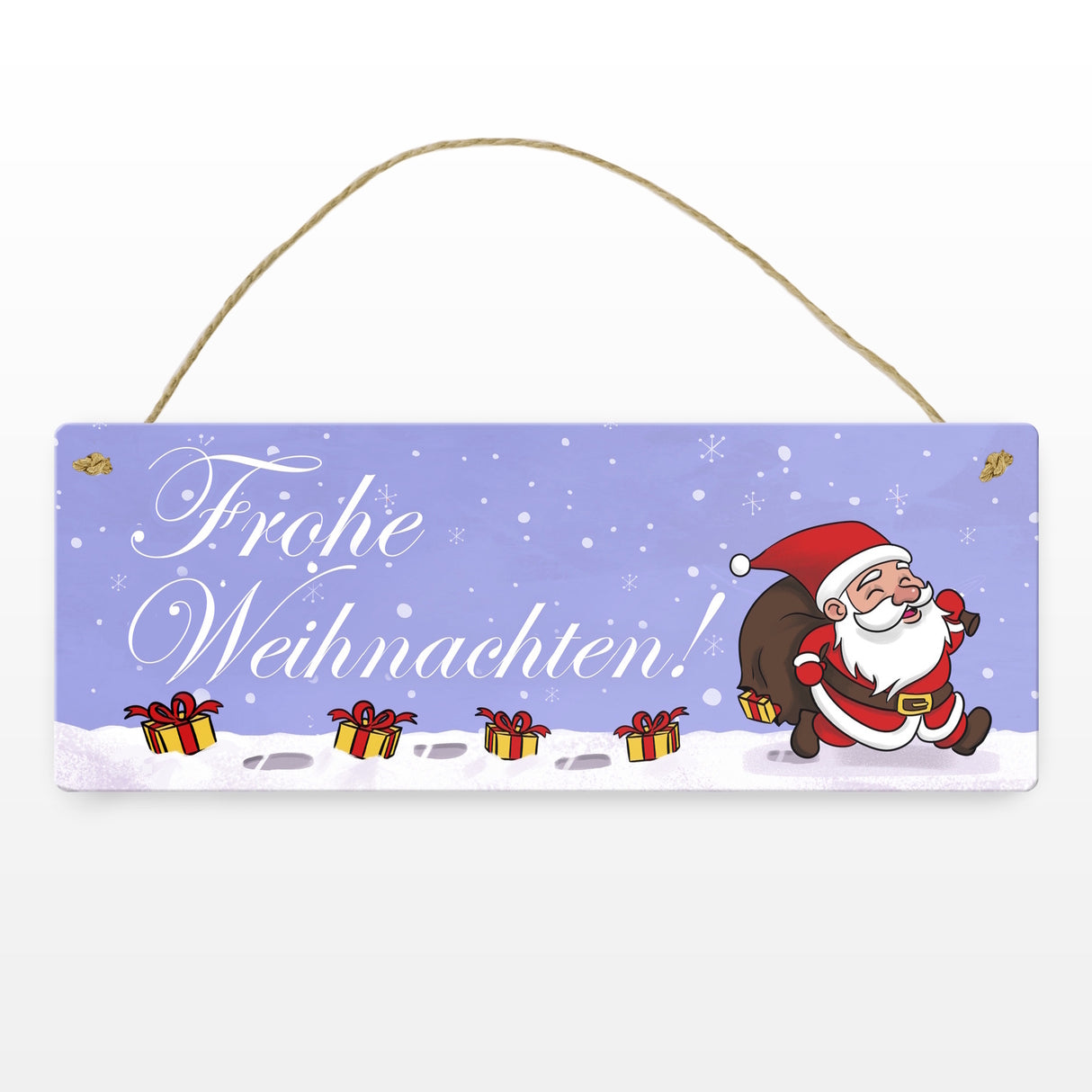 Frohe Weihnachten Metallschild mit lustigem Cartoon Weihnachtsmann