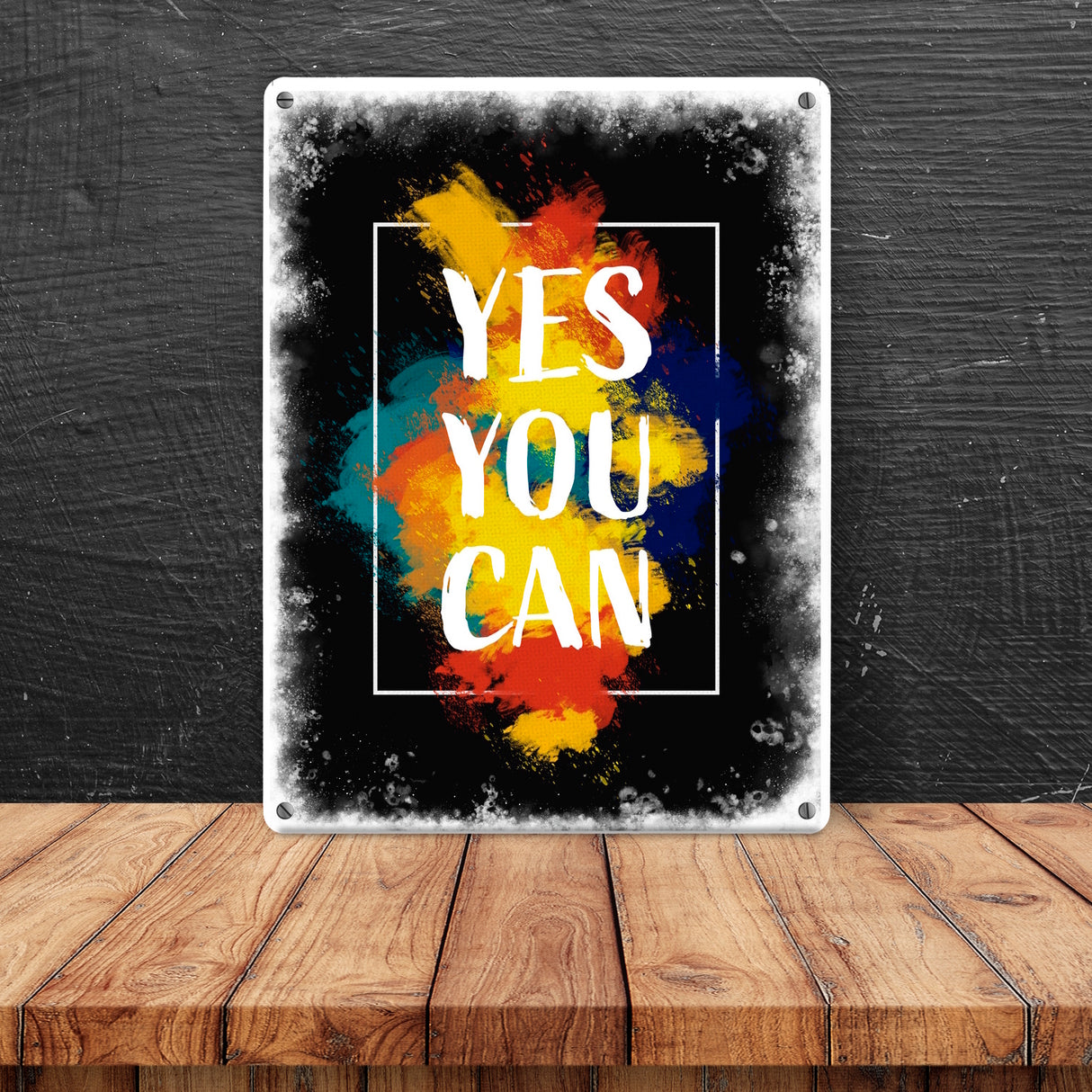 Yes you can Metallschild mit buntem Motiv