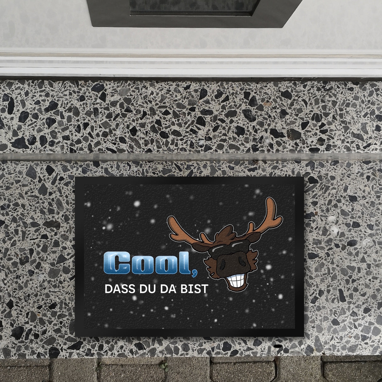 Cool, dass du da bist Fußmatte mit witzigem Rentier-Motiv
