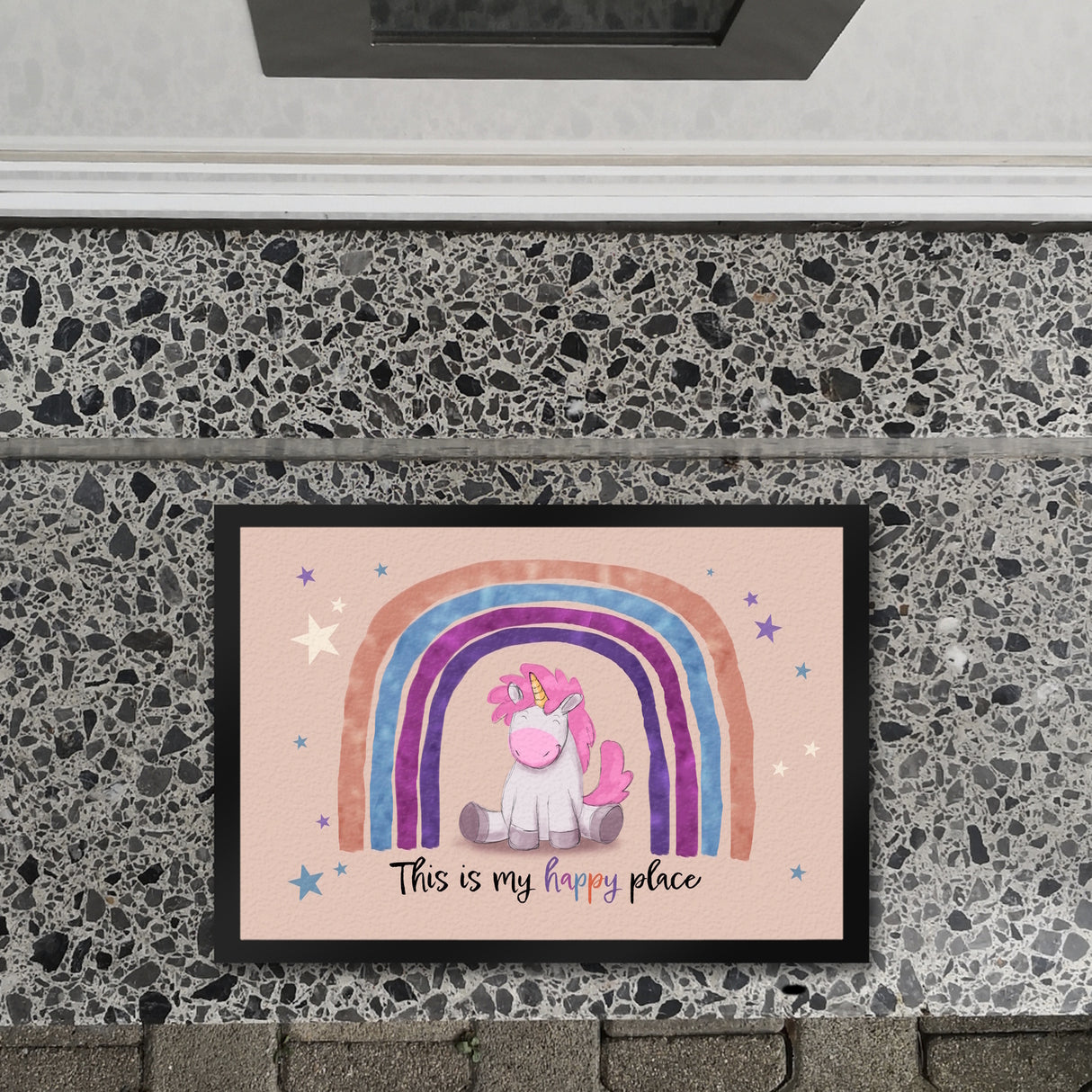 This is my happy place Fußmatte mit niedlichem Einhorn