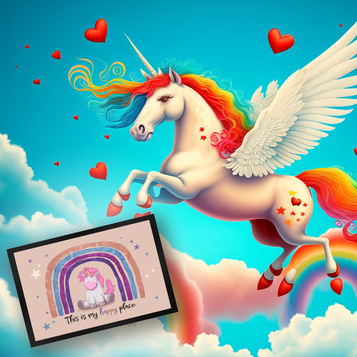 This is my happy place Fußmatte mit niedlichem Einhorn