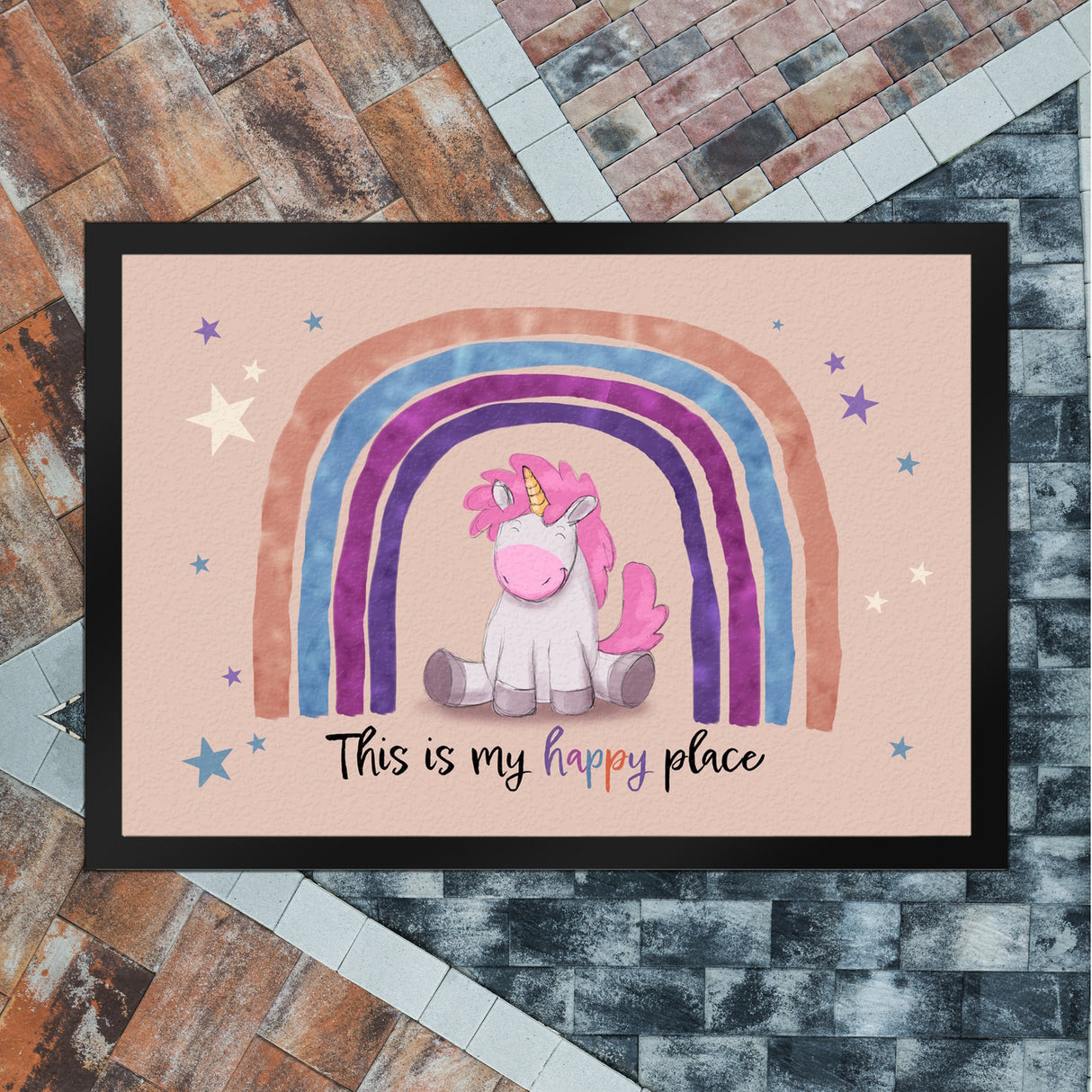 This is my happy place Fußmatte mit niedlichem Einhorn