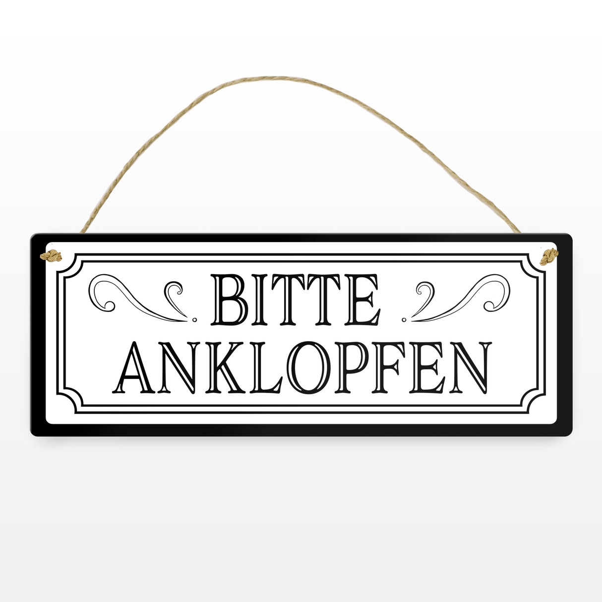 Bitte anklopfen Metallschild in Retro Optik