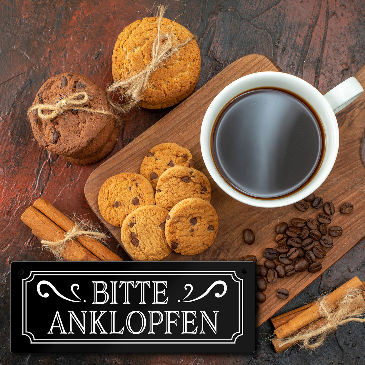 Bitte anklopfen Metallschild in Retro Optik