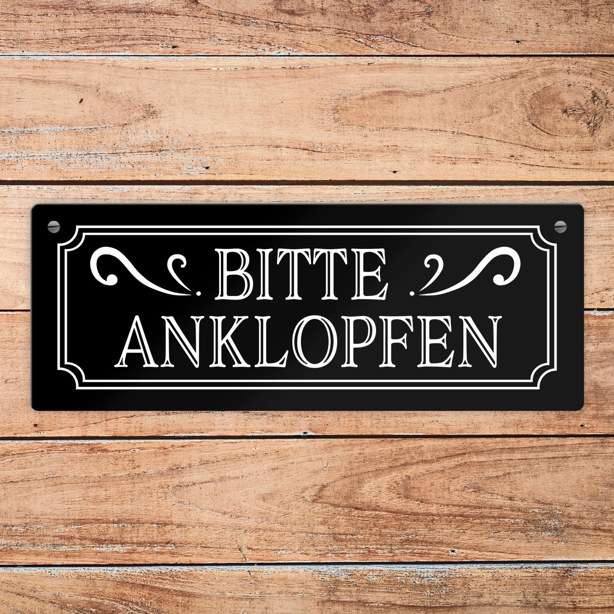 Bitte anklopfen Metallschild in Retro Optik