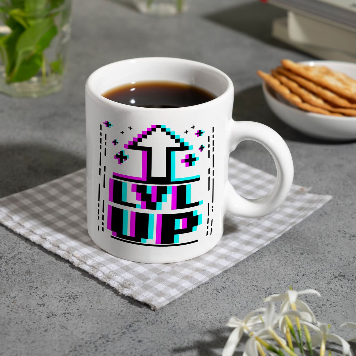 LVL UP Kaffeetasse mit witzigem Videospielmotiv