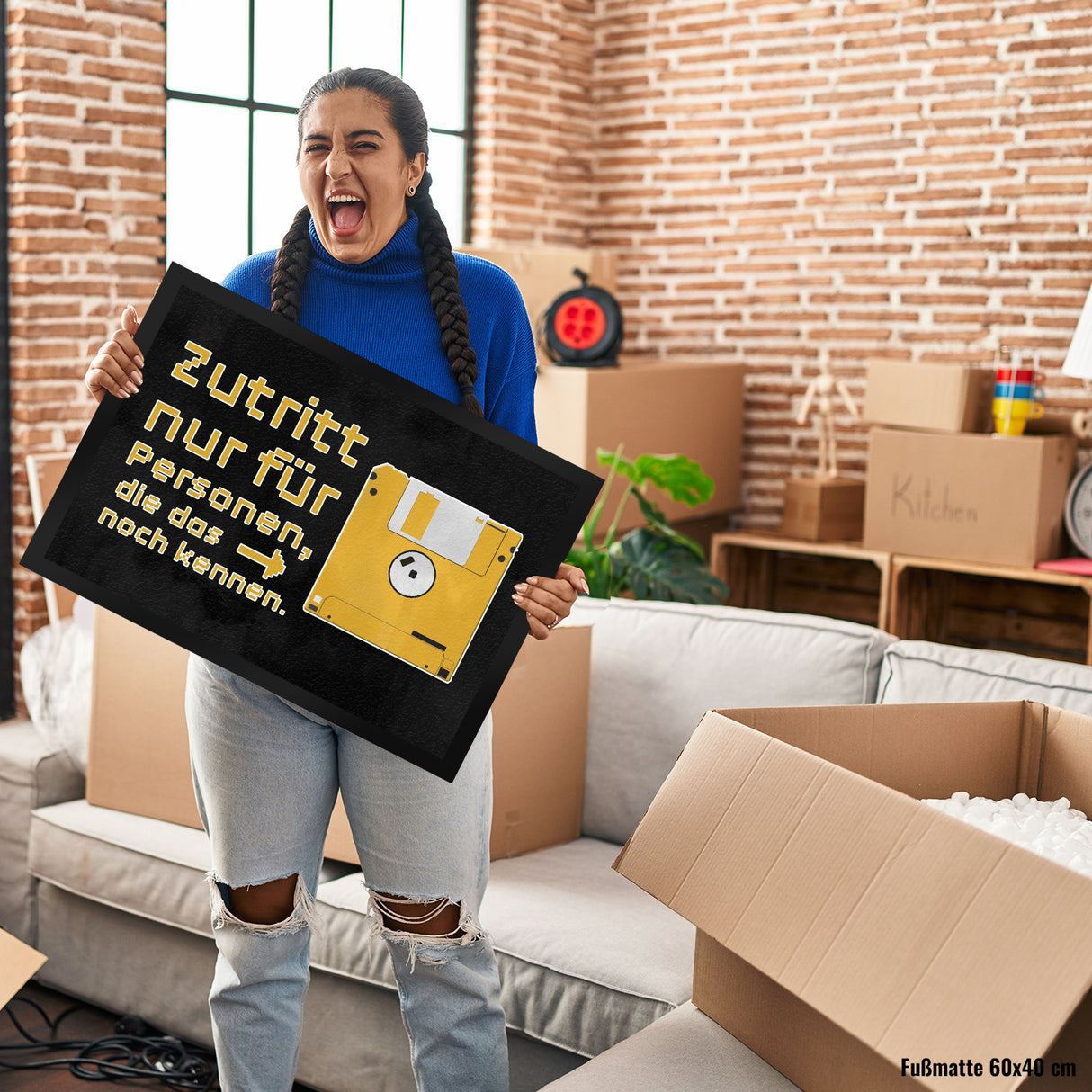 Zutritt nur für Personen, die das noch kennen Fußmatte mit Diskette
