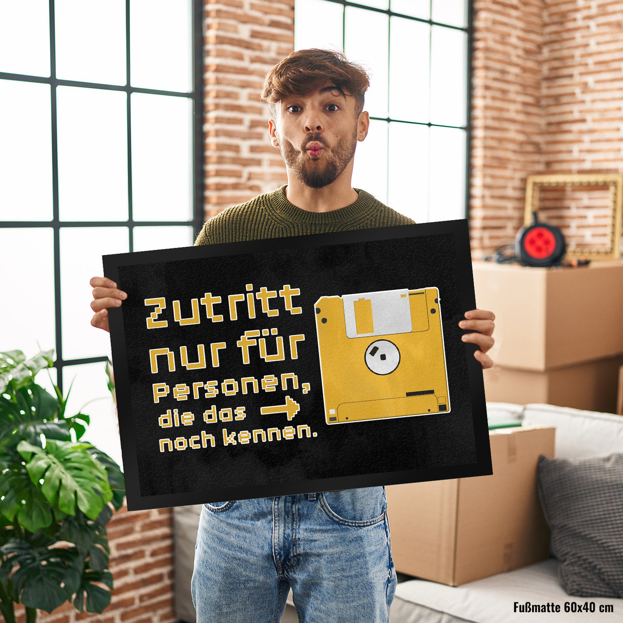 Zutritt nur für Personen, die das noch kennen Fußmatte mit Diskette