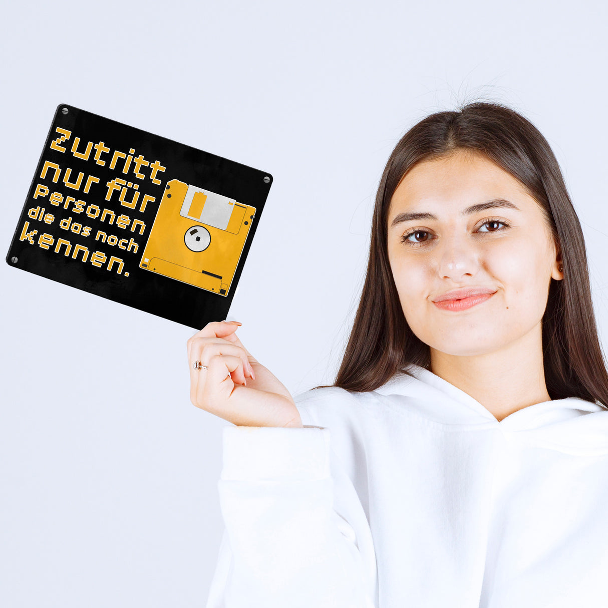 Zutritt nur für Personen, die das noch kennen Metallschild mit Diskette