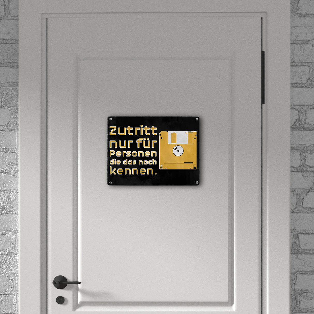 Zutritt nur für Personen, die das noch kennen Metallschild mit Diskette