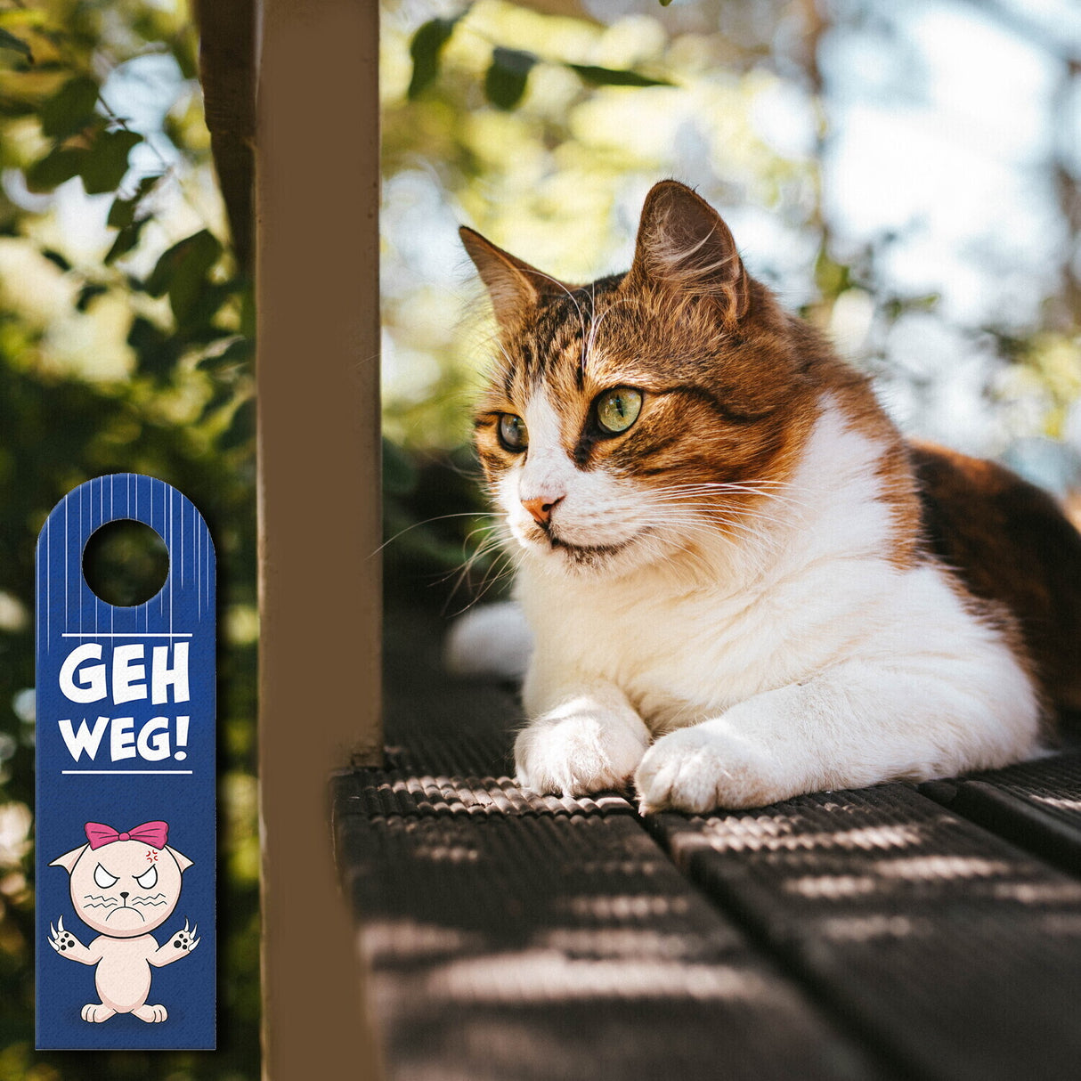 Geh weg! oder Komm rein Türhänger mit lustiger Mangakatze