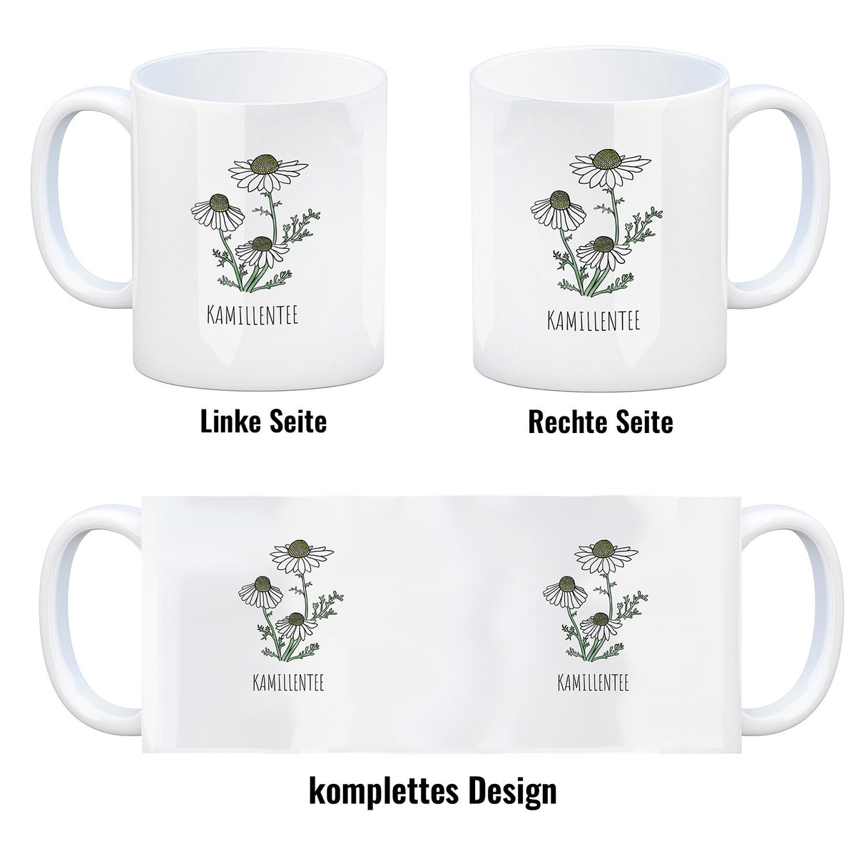 Kamillentee Teetasse mit Kamillenblüte für Teetrinker