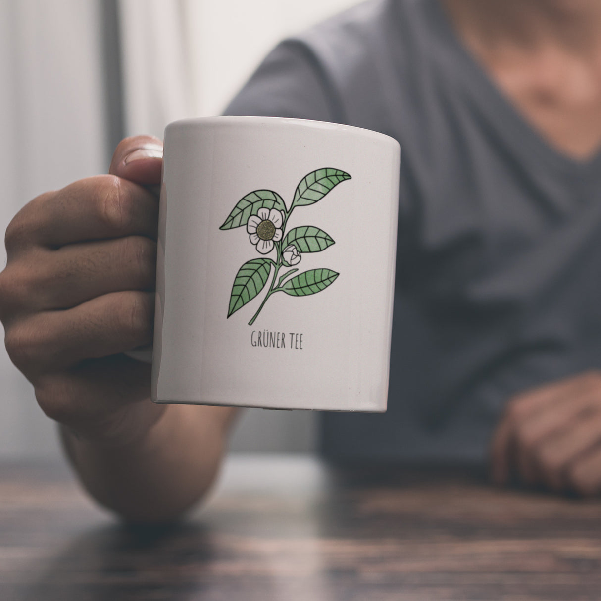 Grüner Tee Teetasse mit Teestrauch für Teetrinker