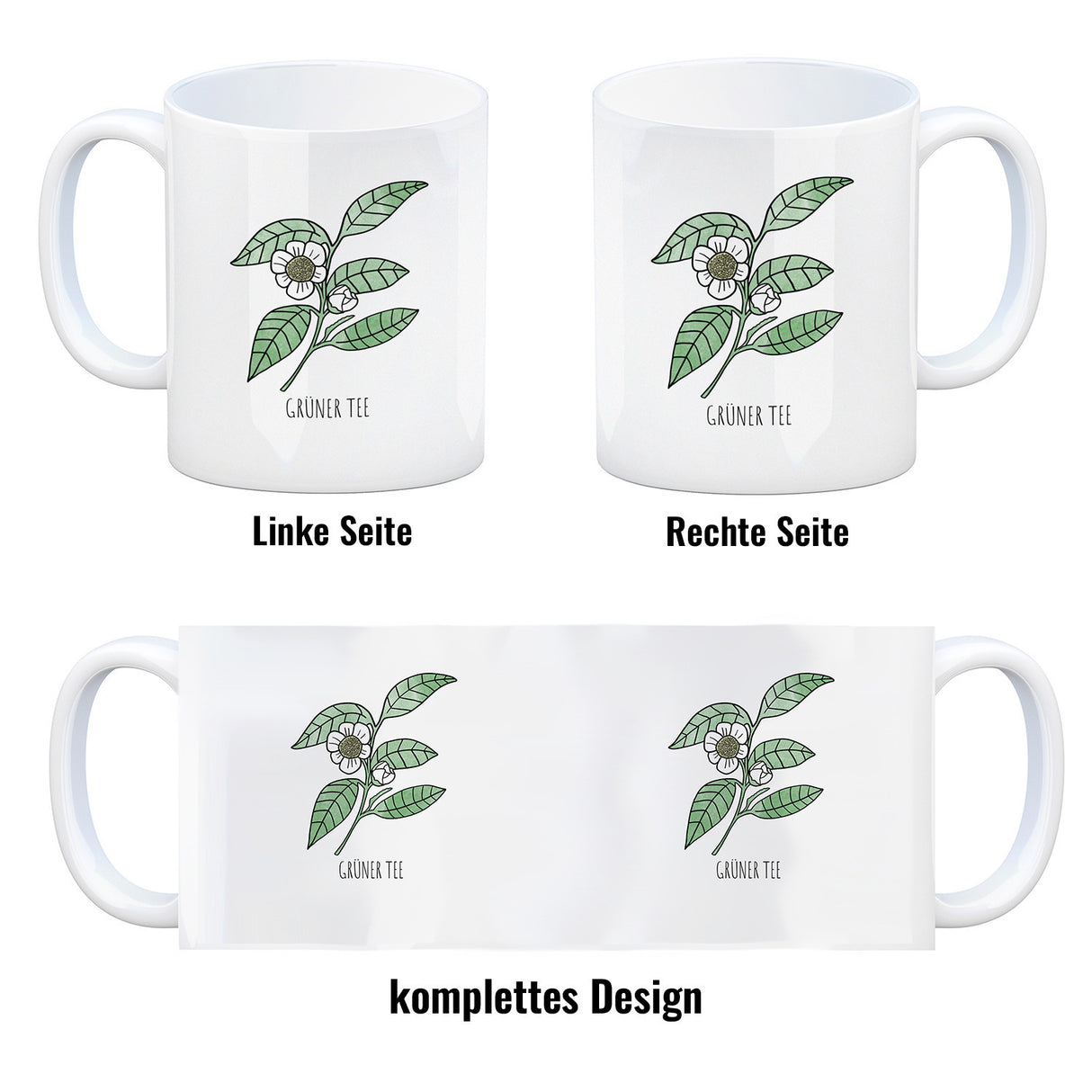 Grüner Tee Teetasse mit Teestrauch für Teetrinker
