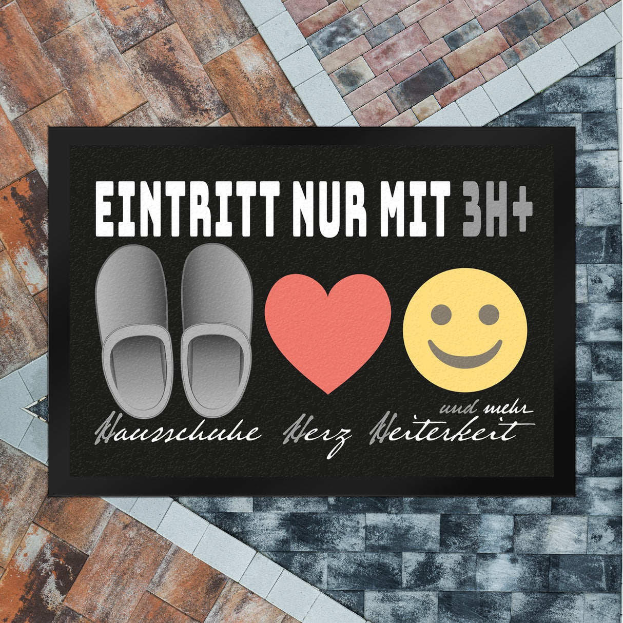 Haushalts-Regeln Fußmatte mit 3H+ Motiv