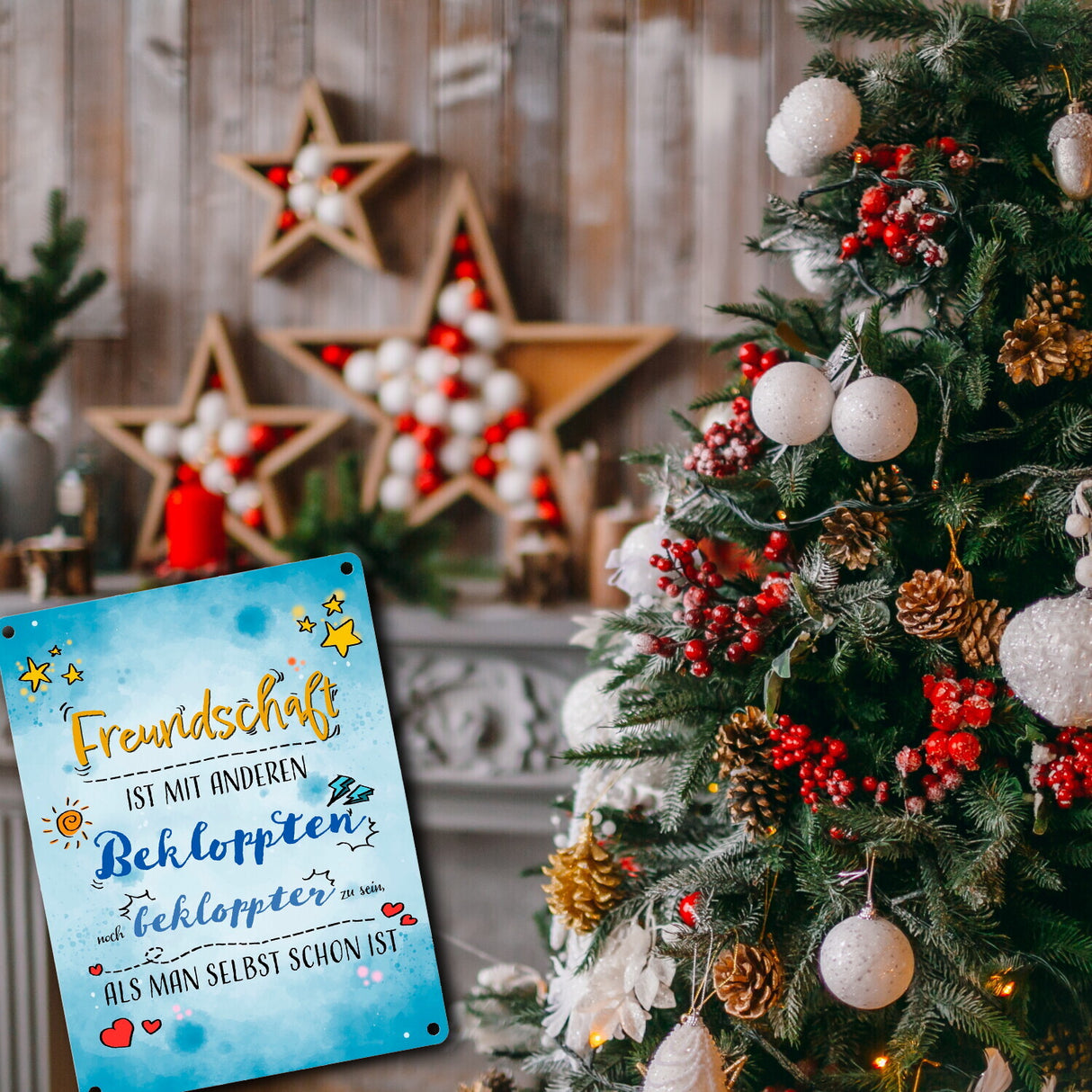 Metallschild mit lustigem Spruch zu Freundschaft