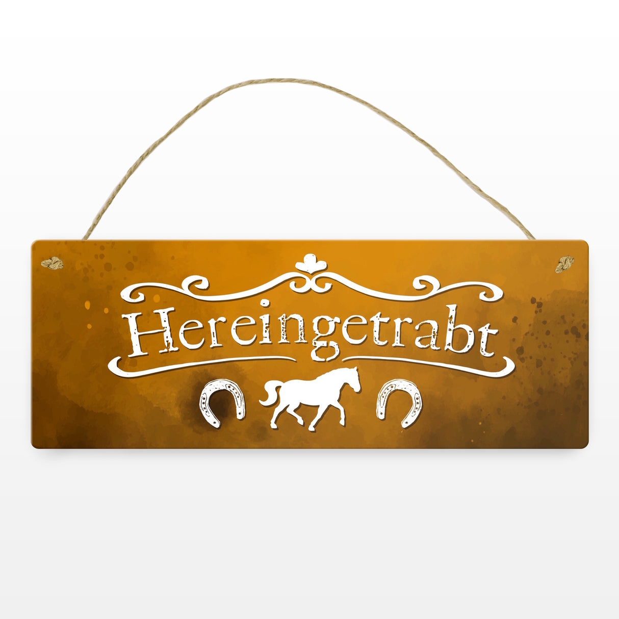 Hereingetrabt Pferde und Reiter Metallschild