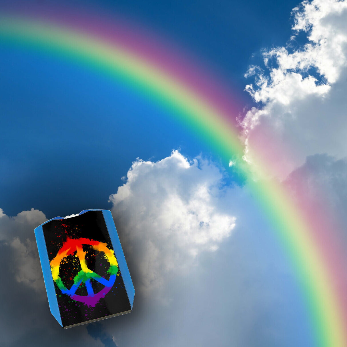 Regenbogen Parkscheibe mit Peace-Zeichen und 2 Einkaufswagenchips