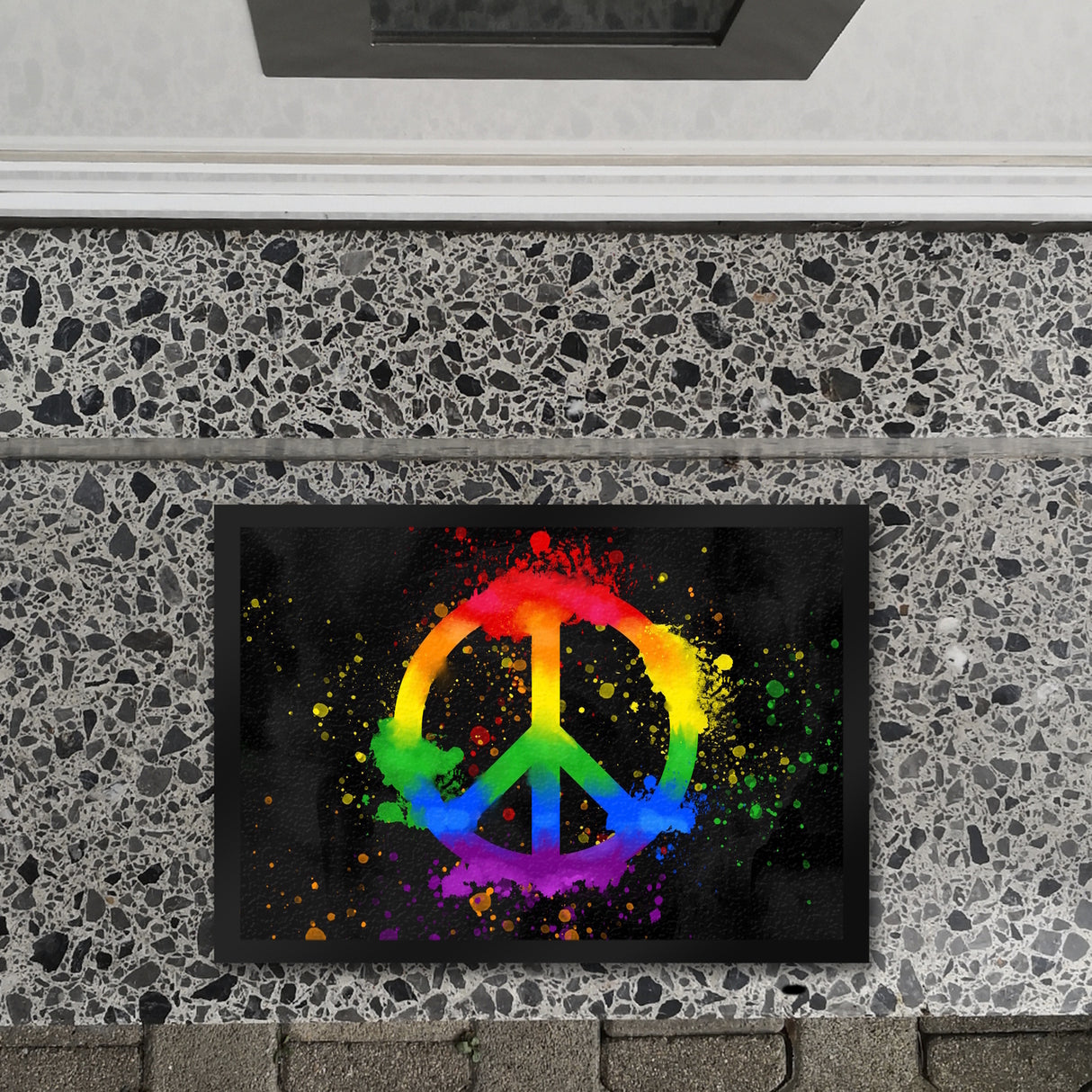 Regenbogen Fußmatte mit Peace-Zeichen