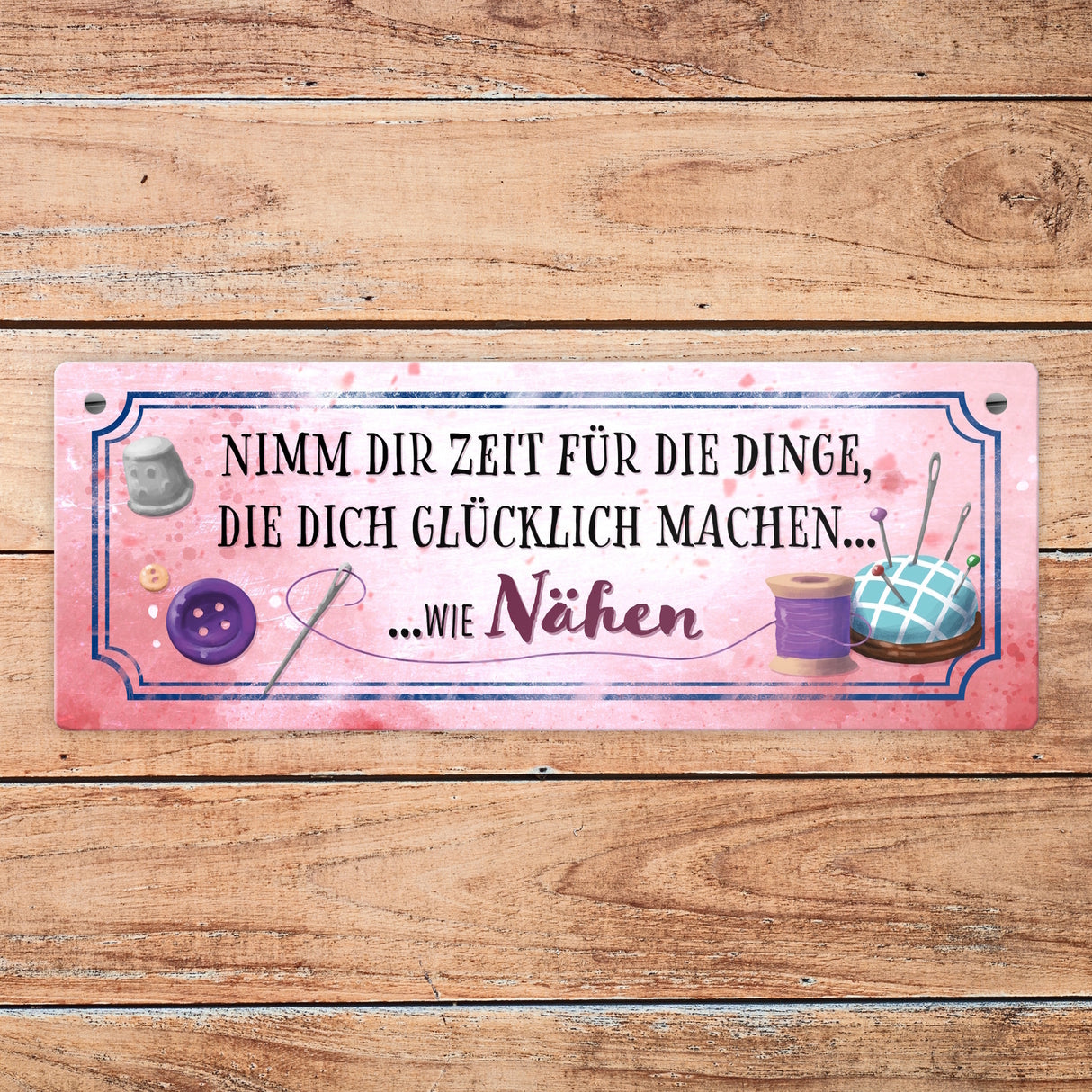 Nimm dir Zeit zu nähen Metallschild
