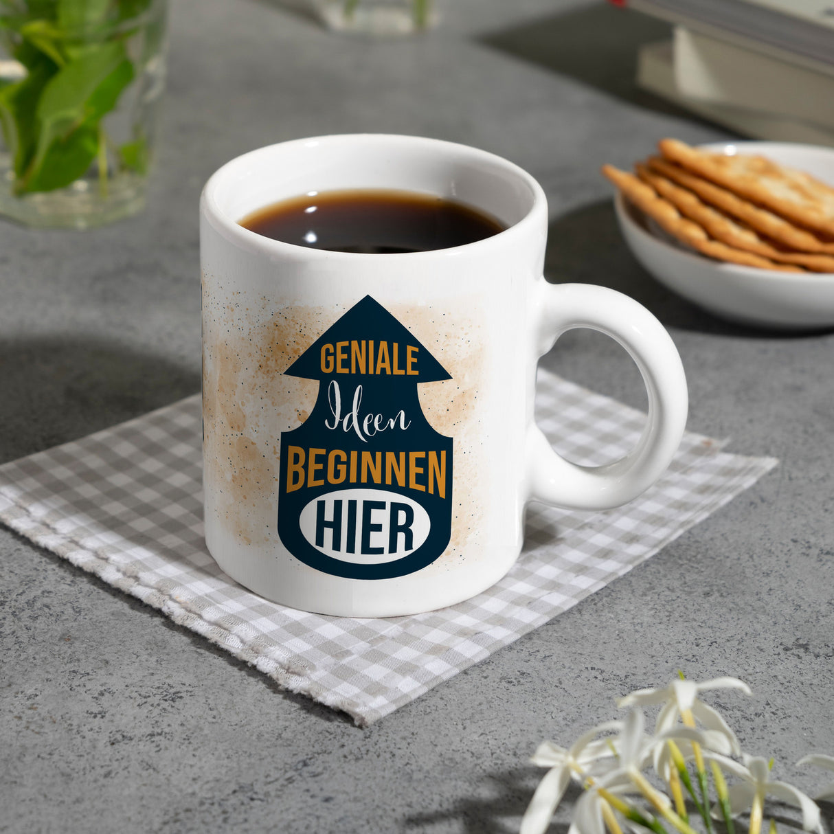 Geniale Ideen beginnen hier Kaffeebecher