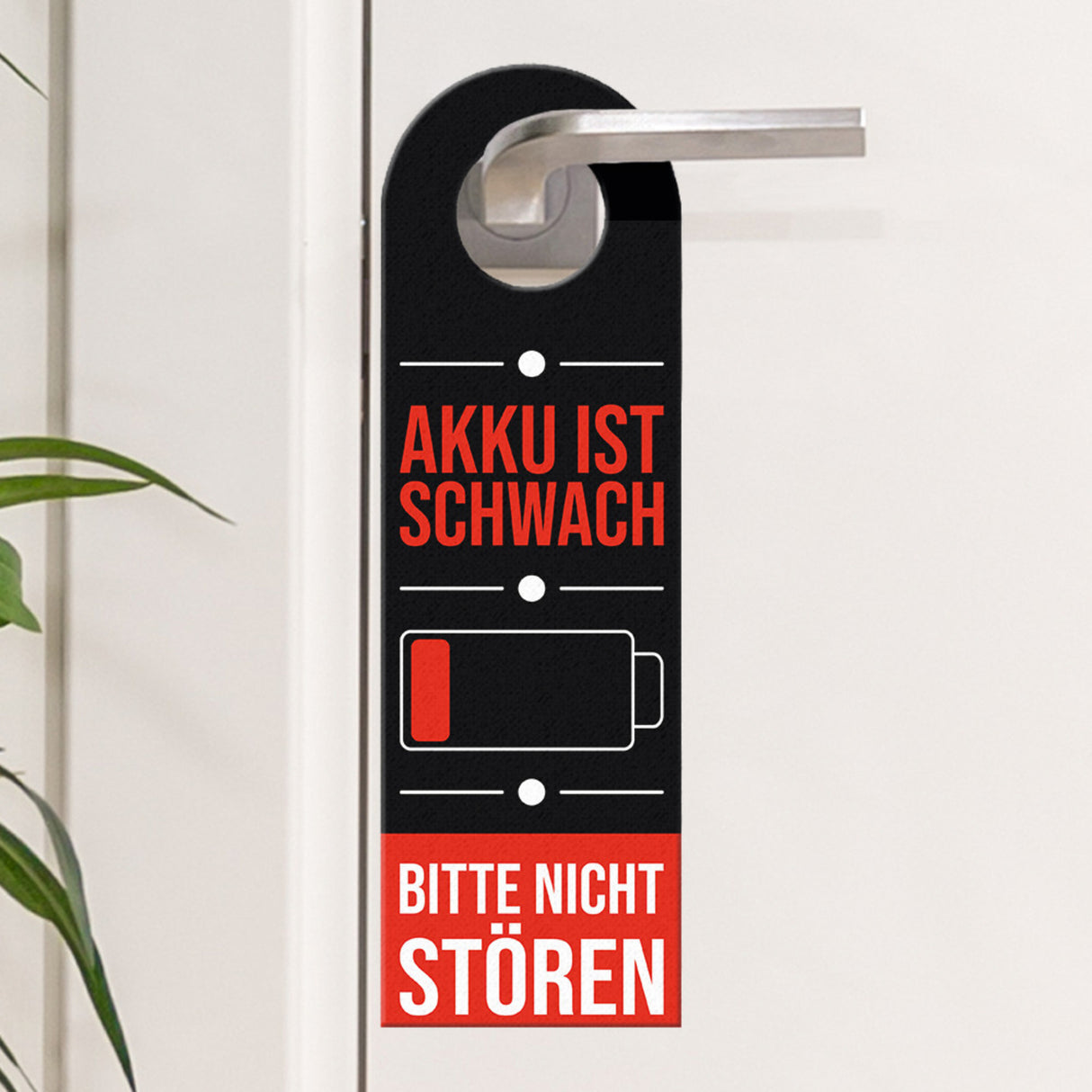 Akku ist schwach oder geladen Türhänger mit Ladebalkenanzeige