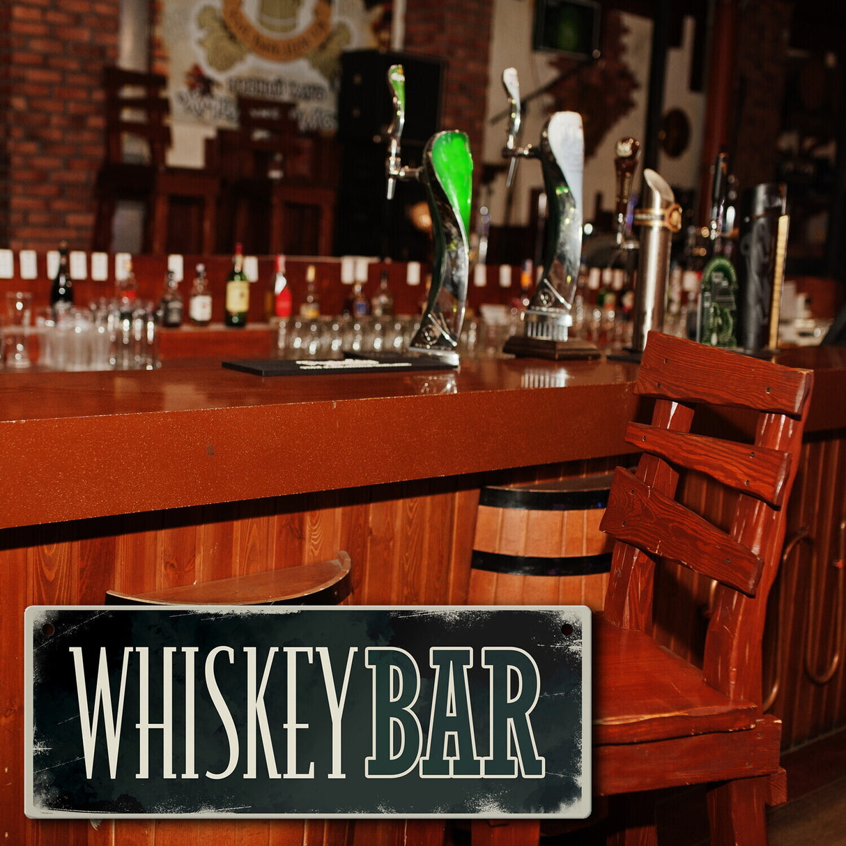 Whiskeybar Metallschild im Used-Look