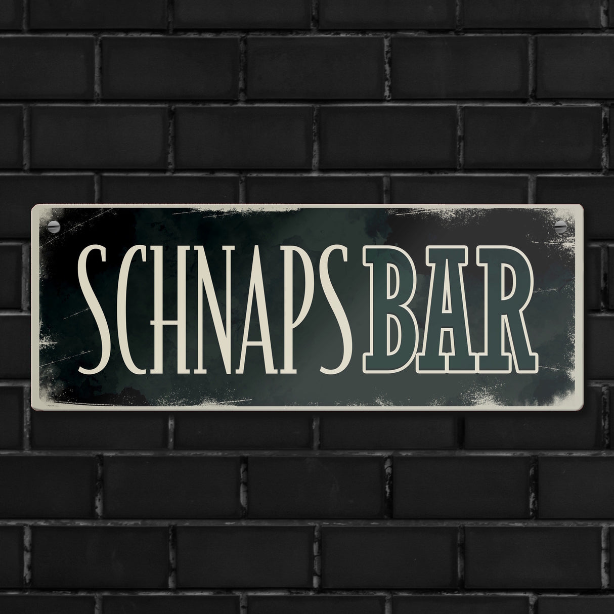 Schnapsbar Metallschild im Used-Look