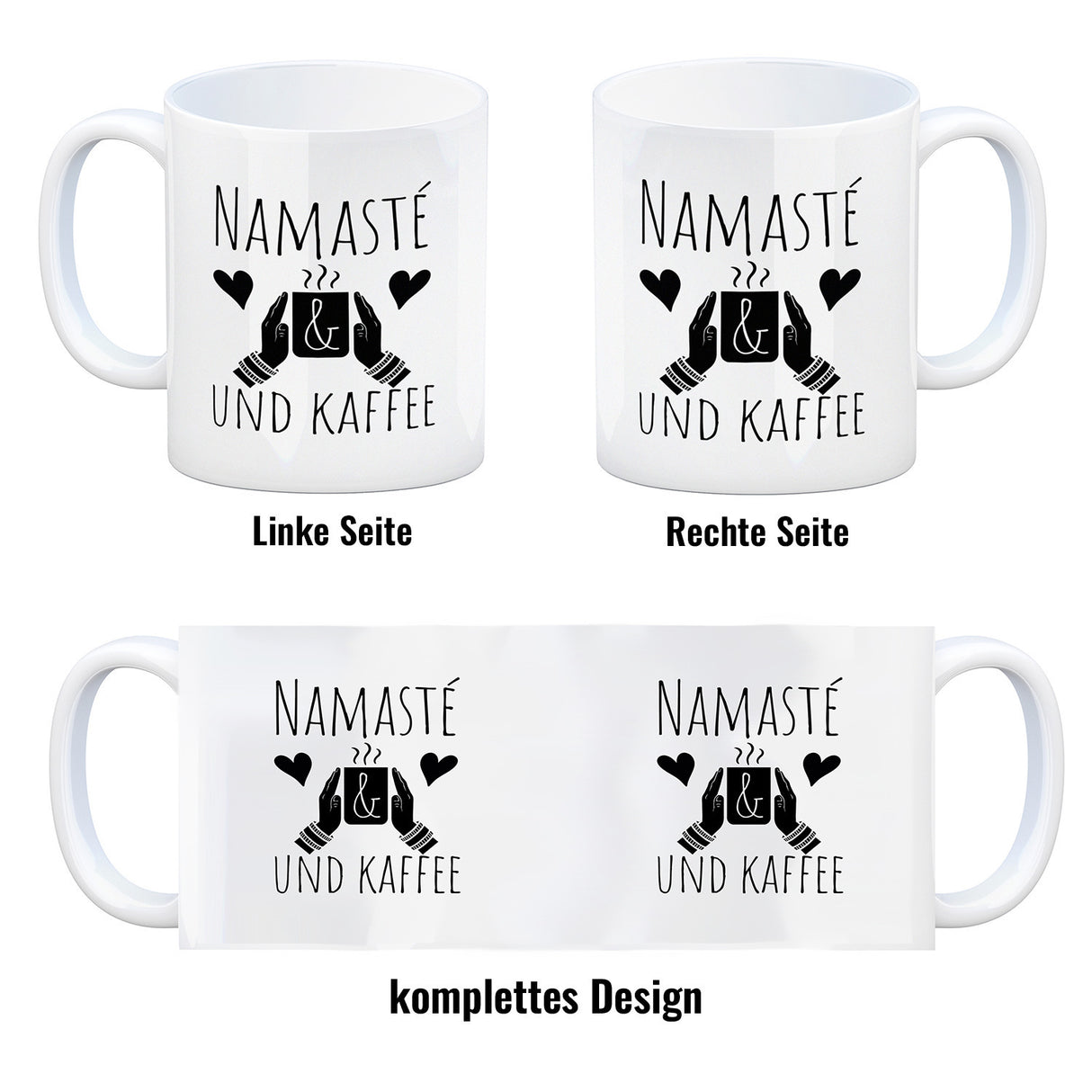 Namasté und Kaffee Kaffeebecher mit entspannendem Motiv
