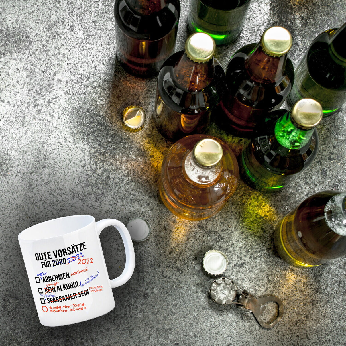 Gute Vorsätze für 2022 Kaffeebecher mit lustigem Spruch