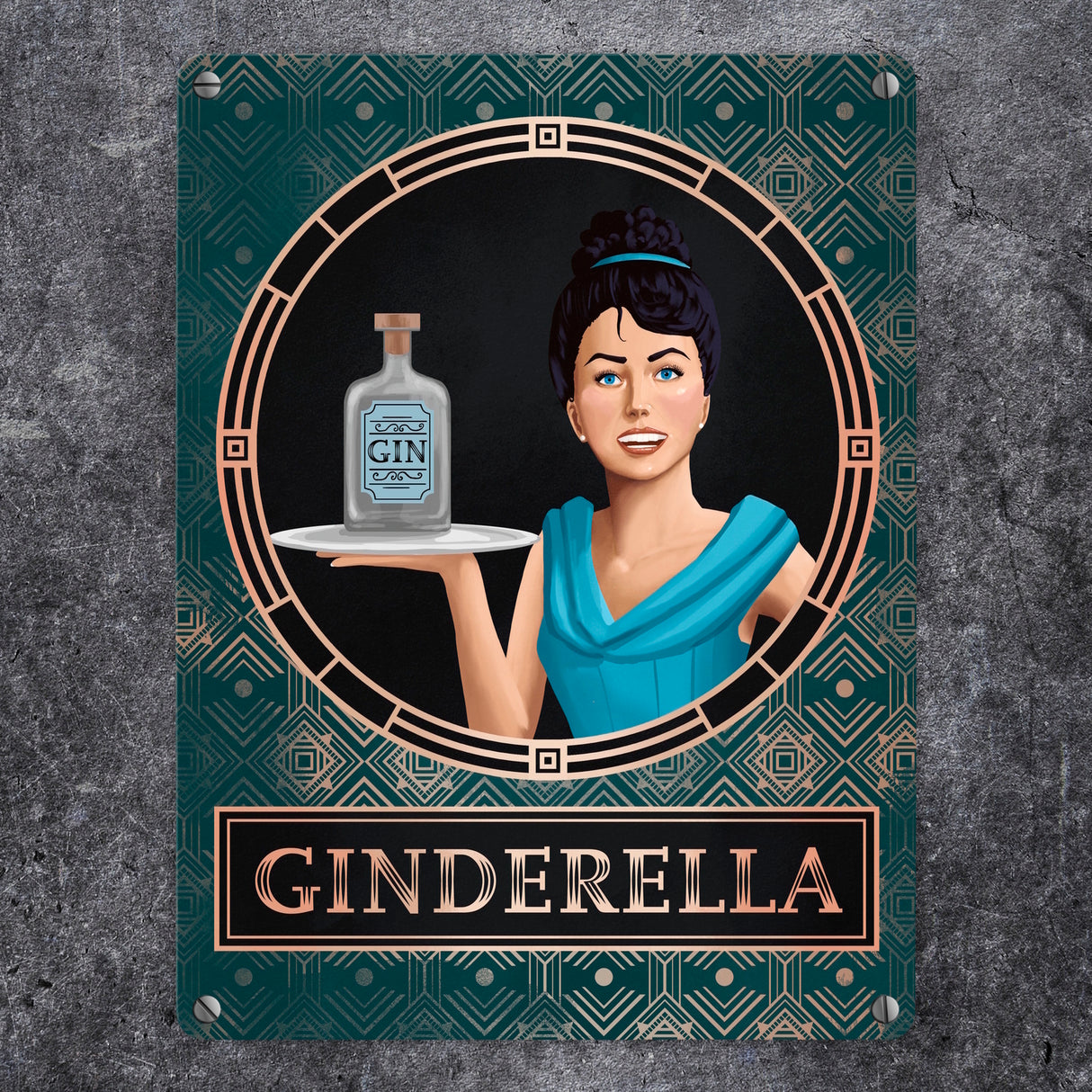 Ginderella Gin Metallschild für Gin-Liebhaber