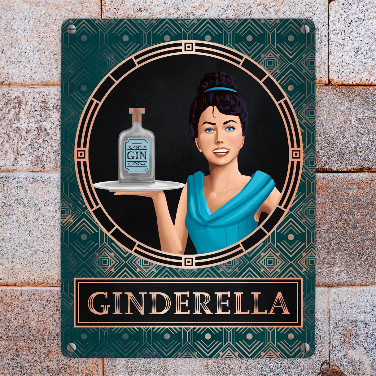 Ginderella Gin Metallschild für Gin-Liebhaber