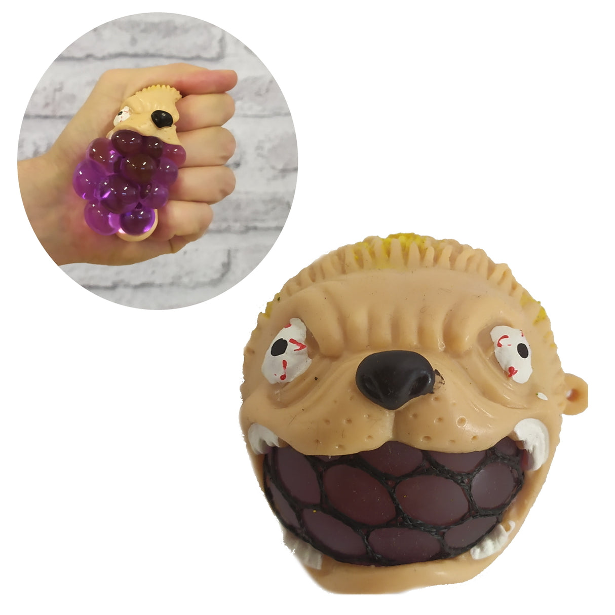 Horrorfratze Stressball mit Netzball in lila