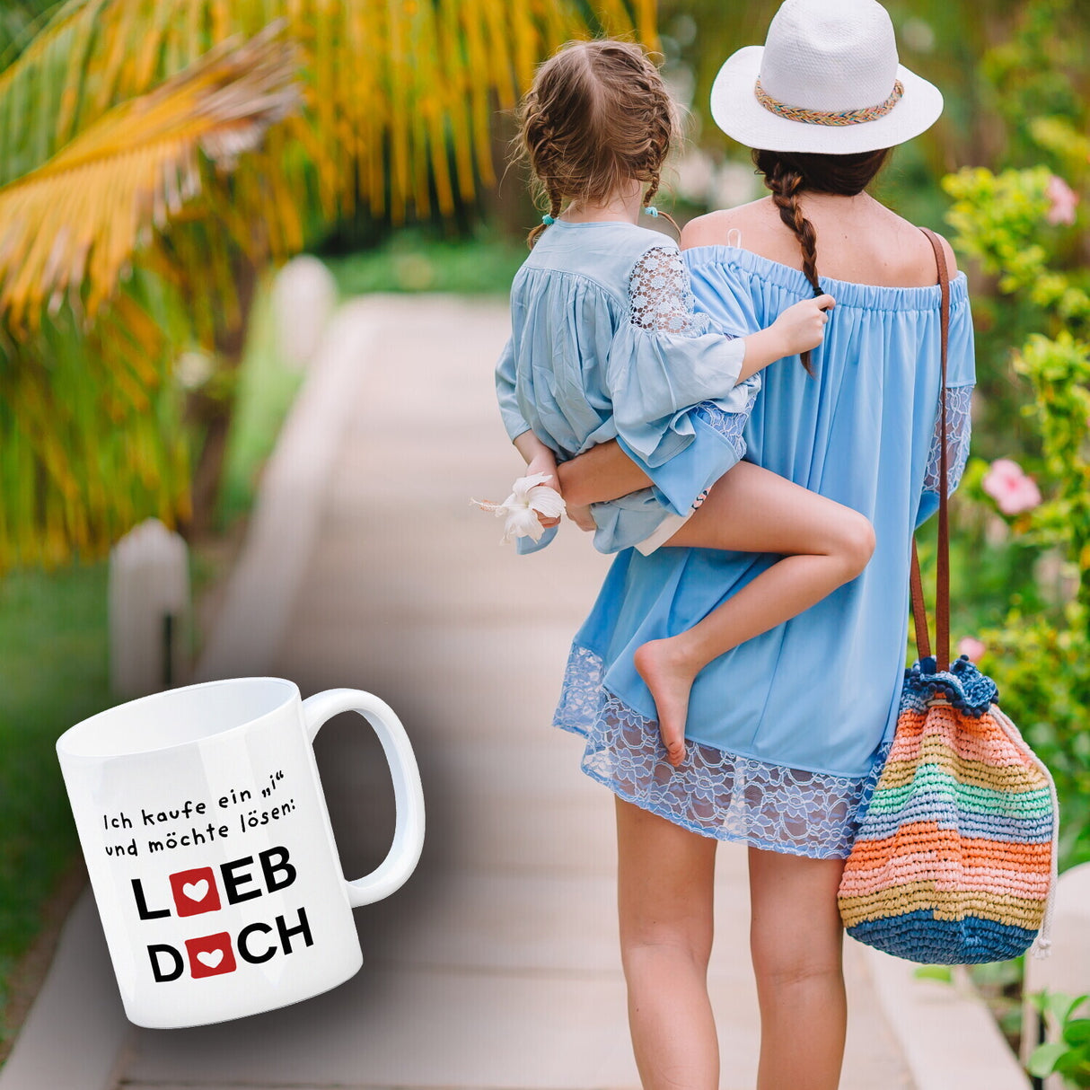 Lieb dich Kaffeebecher mit lustigem Spruch und Herzen