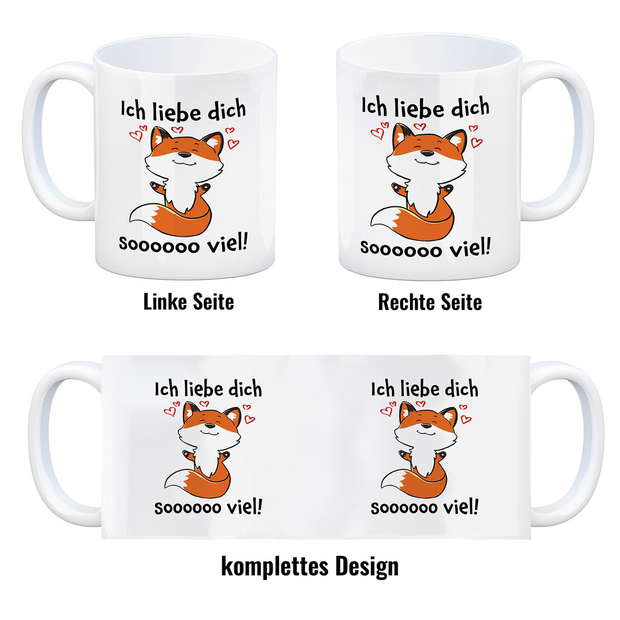 Ich liebe dich soooooo viel Kaffeebecher mit niedlichem Fuchs