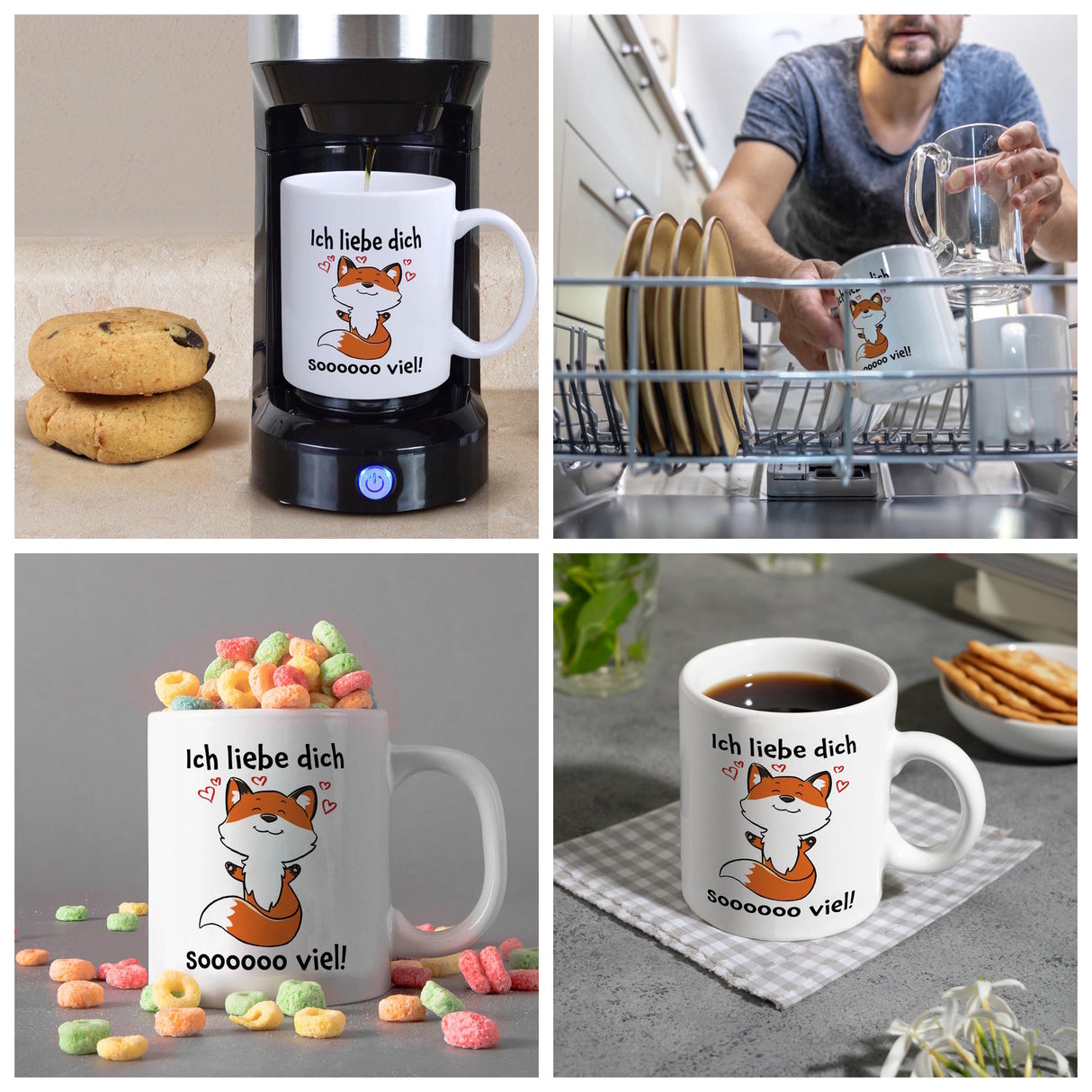 Ich liebe dich soooooo viel Kaffeebecher mit niedlichem Fuchs