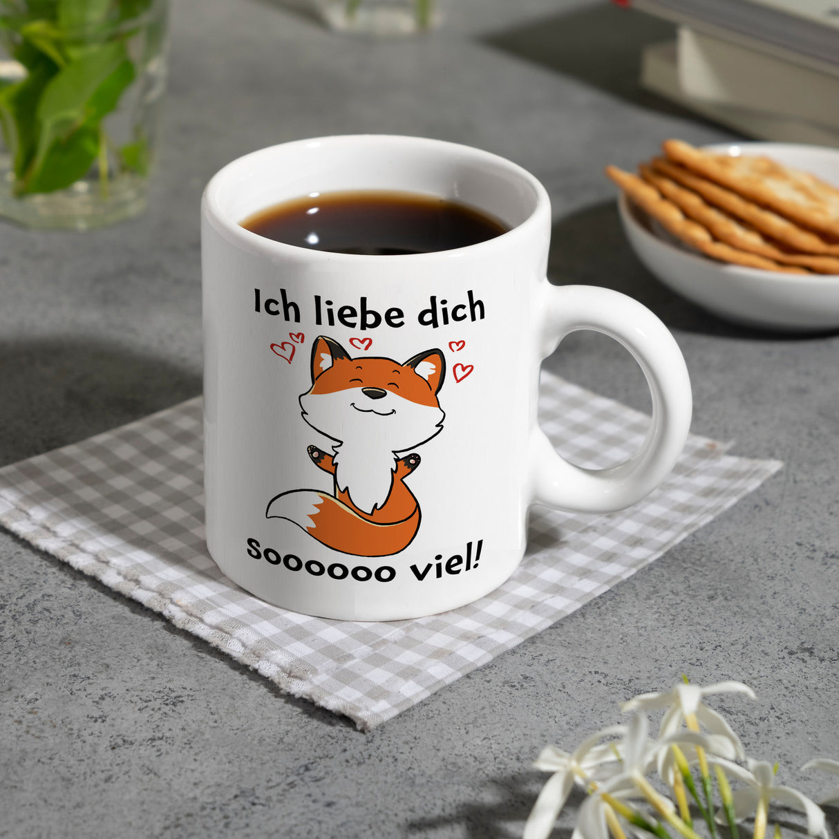 Ich liebe dich soooooo viel Kaffeebecher mit niedlichem Fuchs