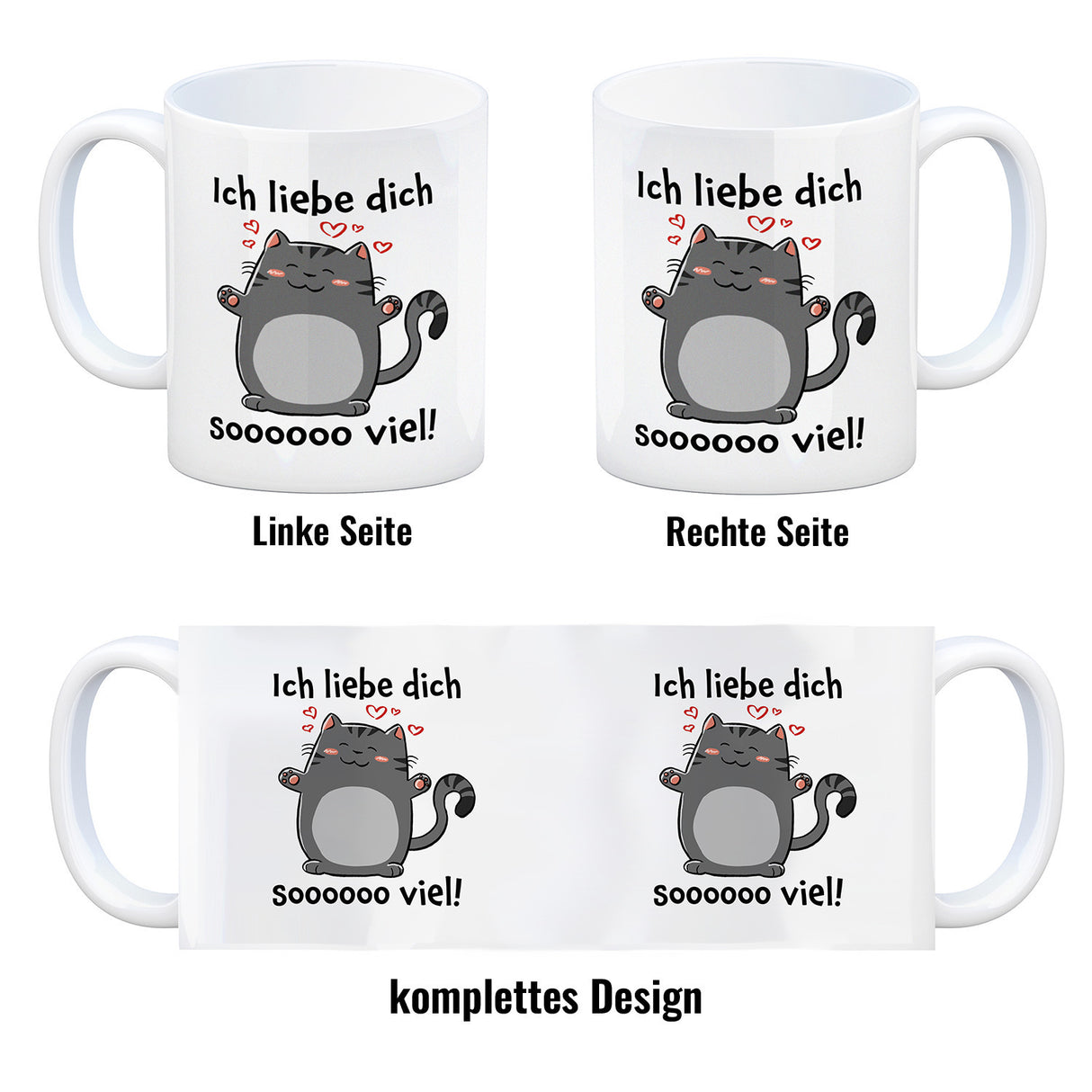 Ich liebe dich soooooo viel Kaffeebecher mit niedlicher Katze