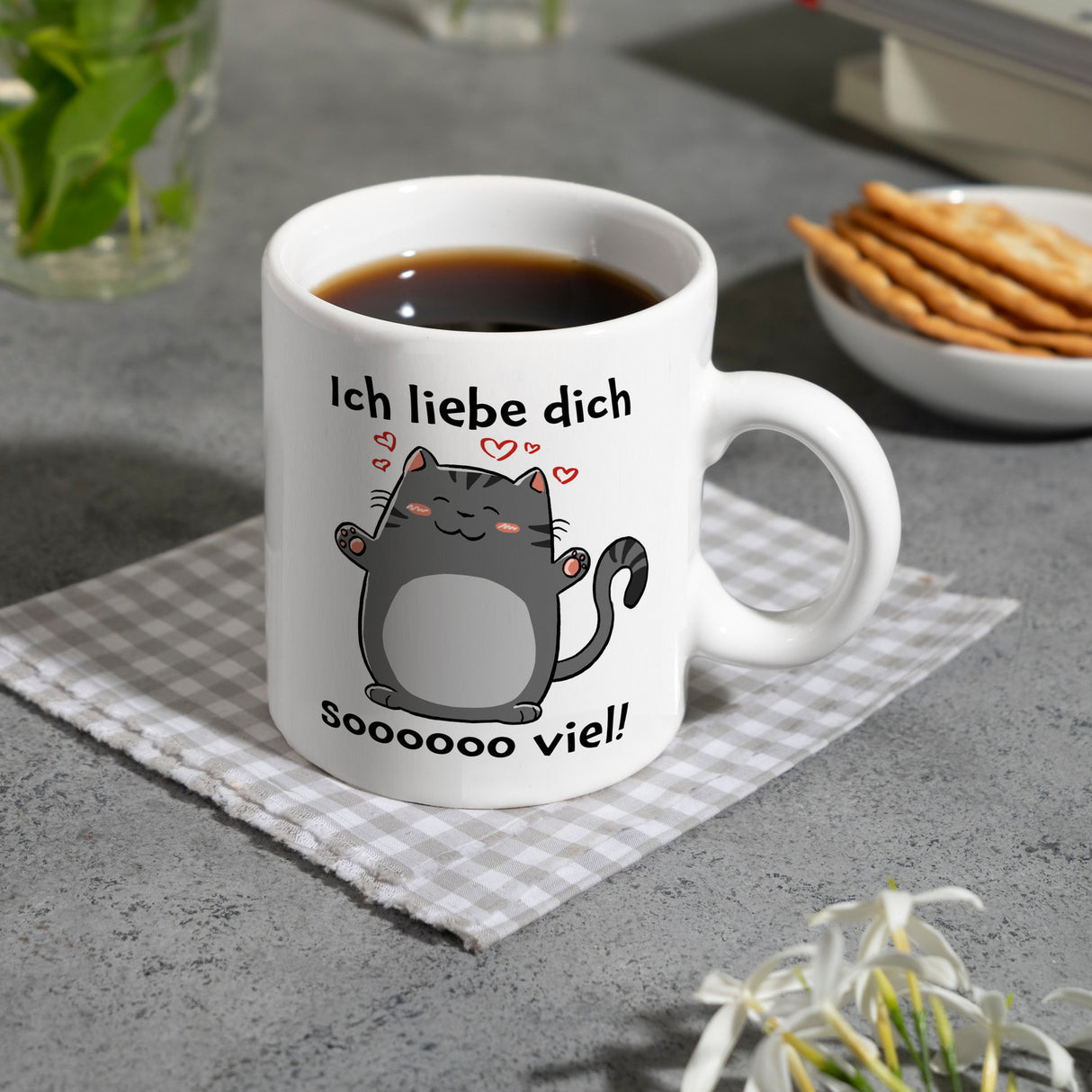 Ich liebe dich soooooo viel Kaffeebecher mit niedlicher Katze