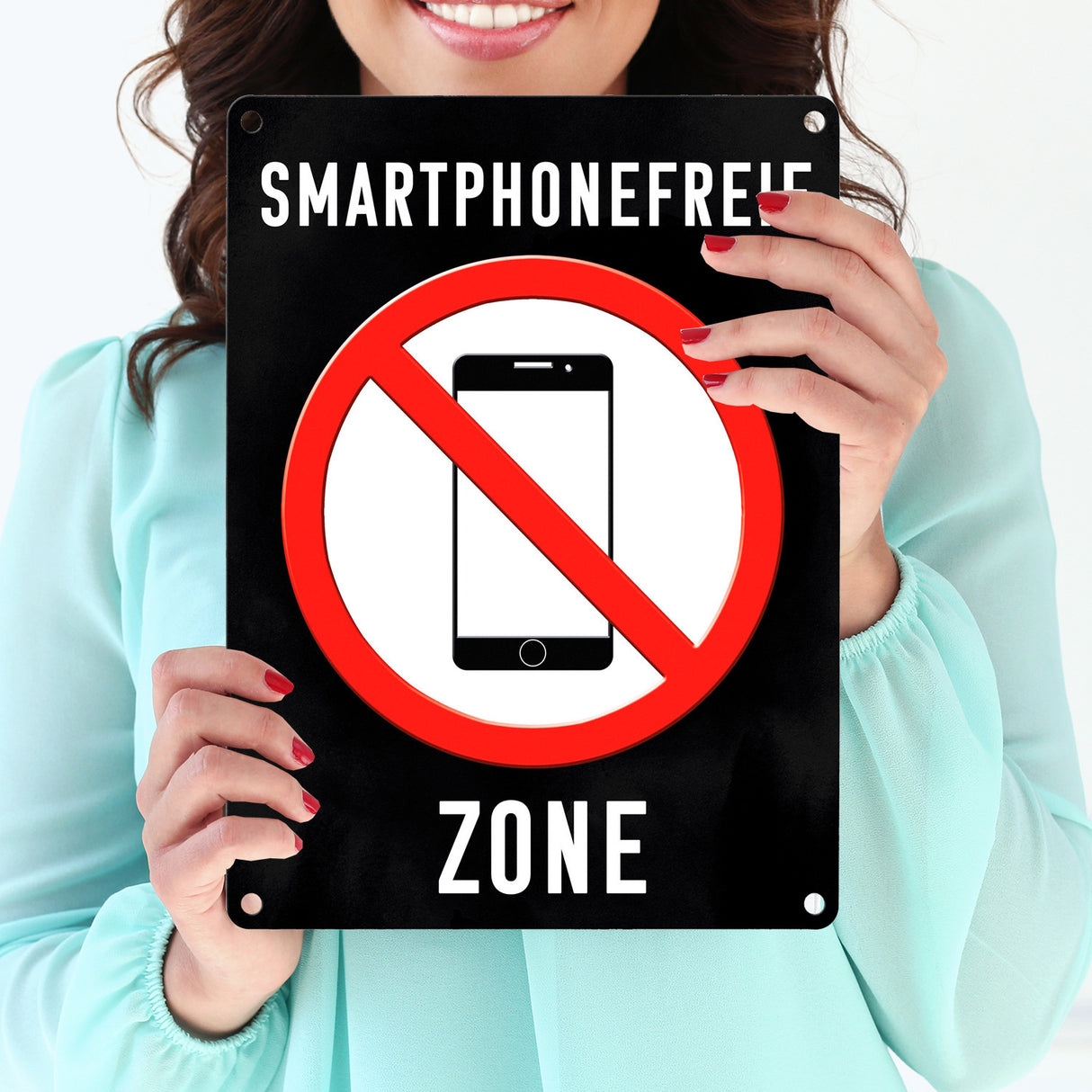 Smartphonefreie Zone Handy verboten Metallschild