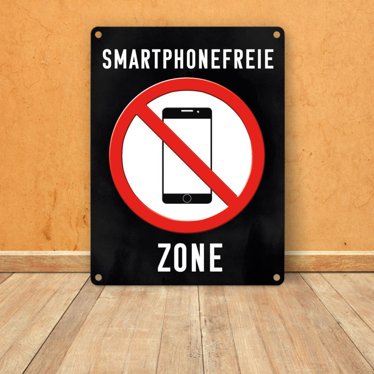 Smartphonefreie Zone Handy verboten Metallschild