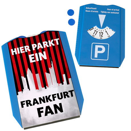 Hier parkt ein Frankfurt Fan Parkscheibe in Vereinsfarben